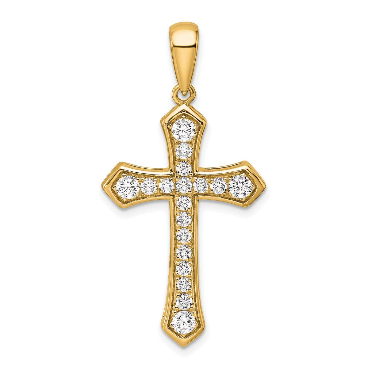 Lab-Grown Diamond Cross Pendant in 14K Yellow Gold, 30mm (3/4 ct. tw.) - Sophia Jewelers Main image