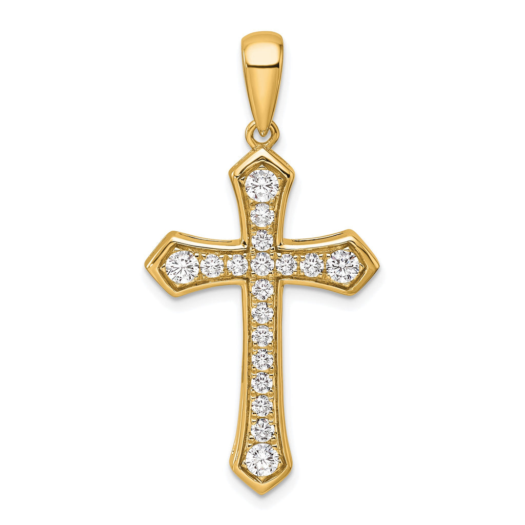 Lab-Grown Diamond Cross Pendant in 14K Yellow Gold, 30mm (3/4 ct. tw.) - Sophia Jewelers