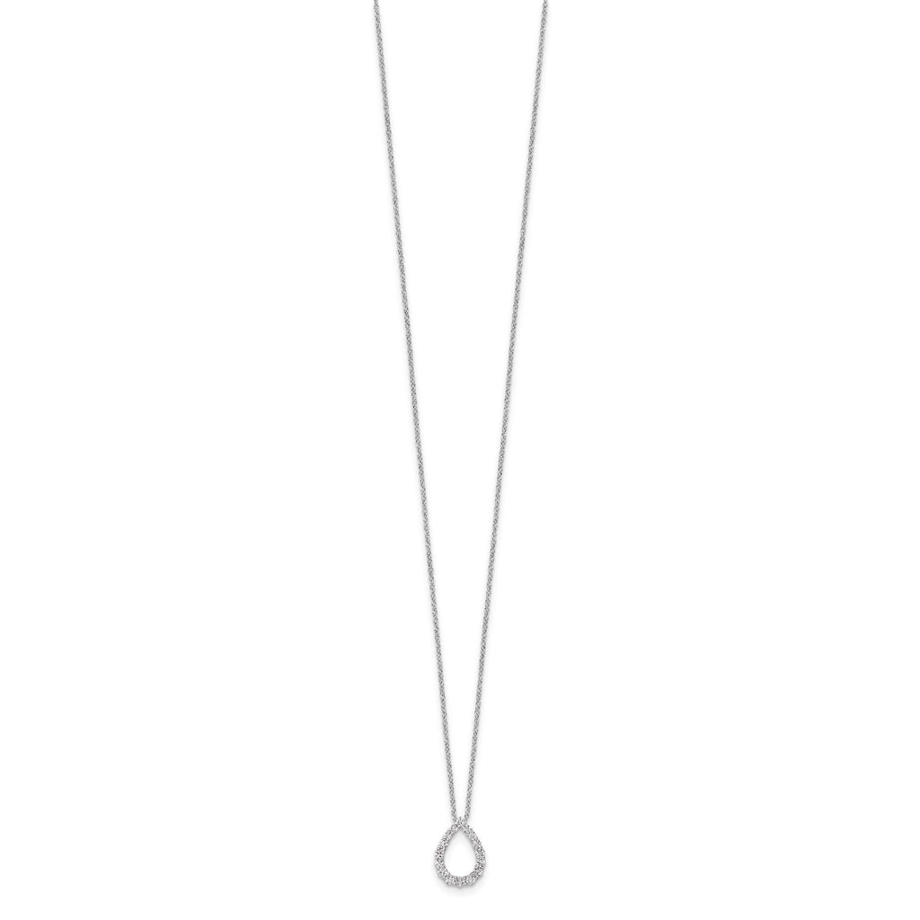 Lab-Grown Diamond Teardrop Necklace in 14K White Gold (1/3 ct. tw.), 18 Inch - Sophia Jewelers