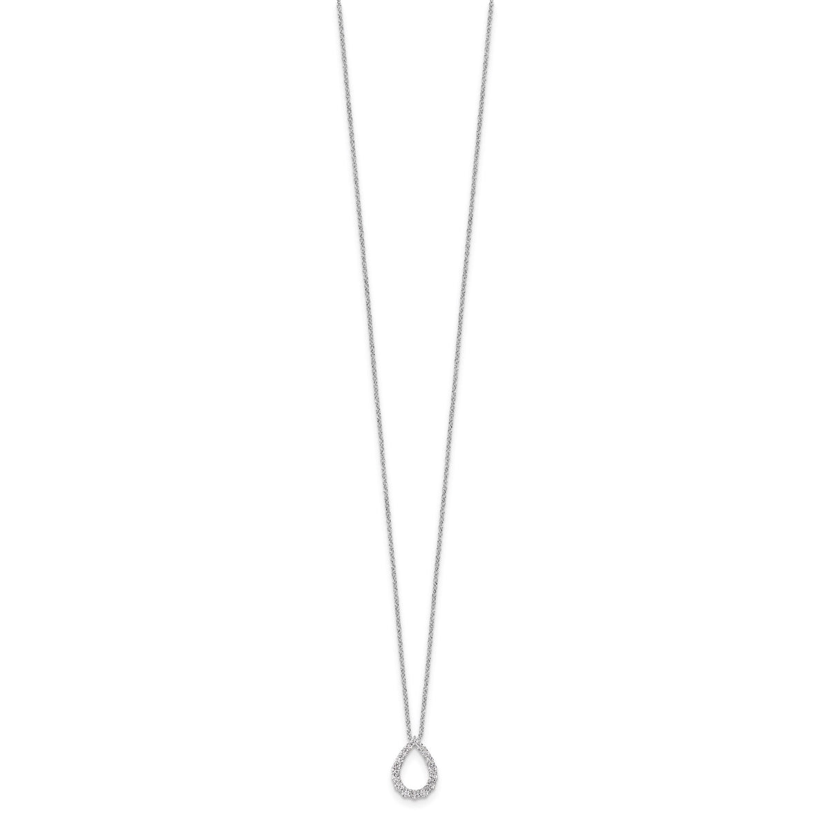 Lab-Grown Diamond Teardrop Necklace in 14K White Gold (1/3 ct. tw.), 18 Inch - Sophia Jewelers
