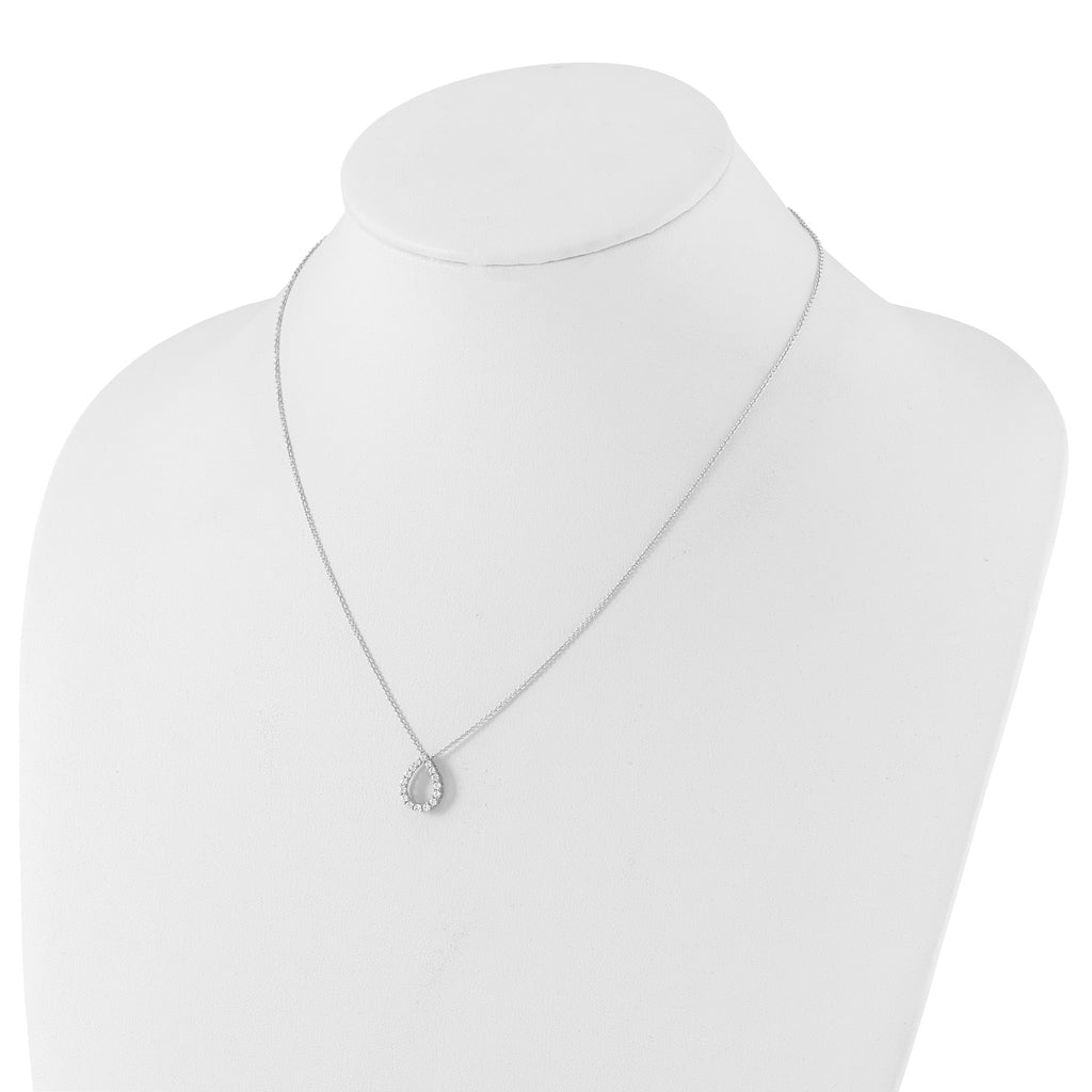 Lab-Grown Diamond Teardrop Necklace in 14K White Gold (1/3 ct. tw.), 18 Inch - Sophia Jewelers