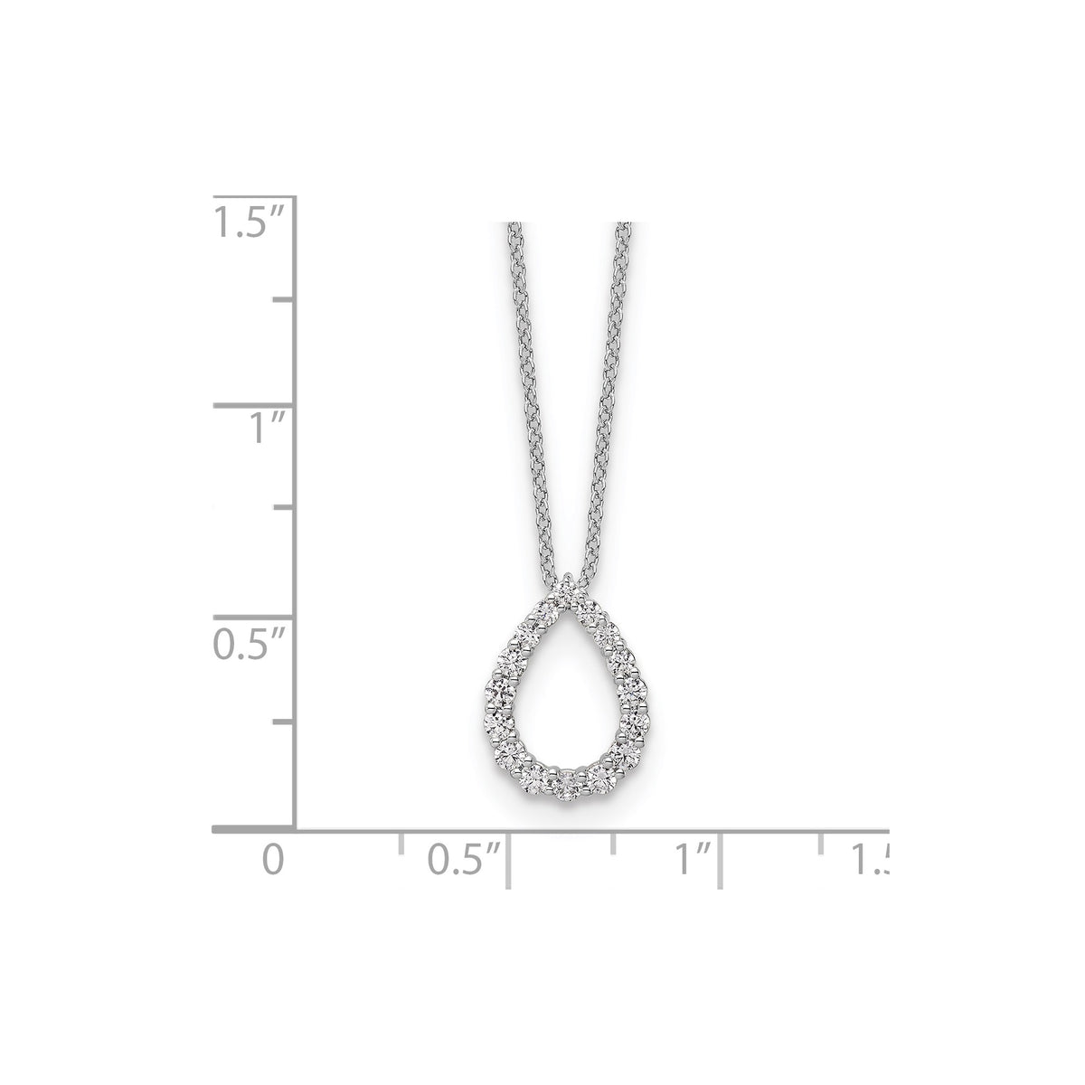Lab-Grown Diamond Teardrop Necklace in 14K White Gold (1/3 ct. tw.), 18 Inch - Sophia Jewelers