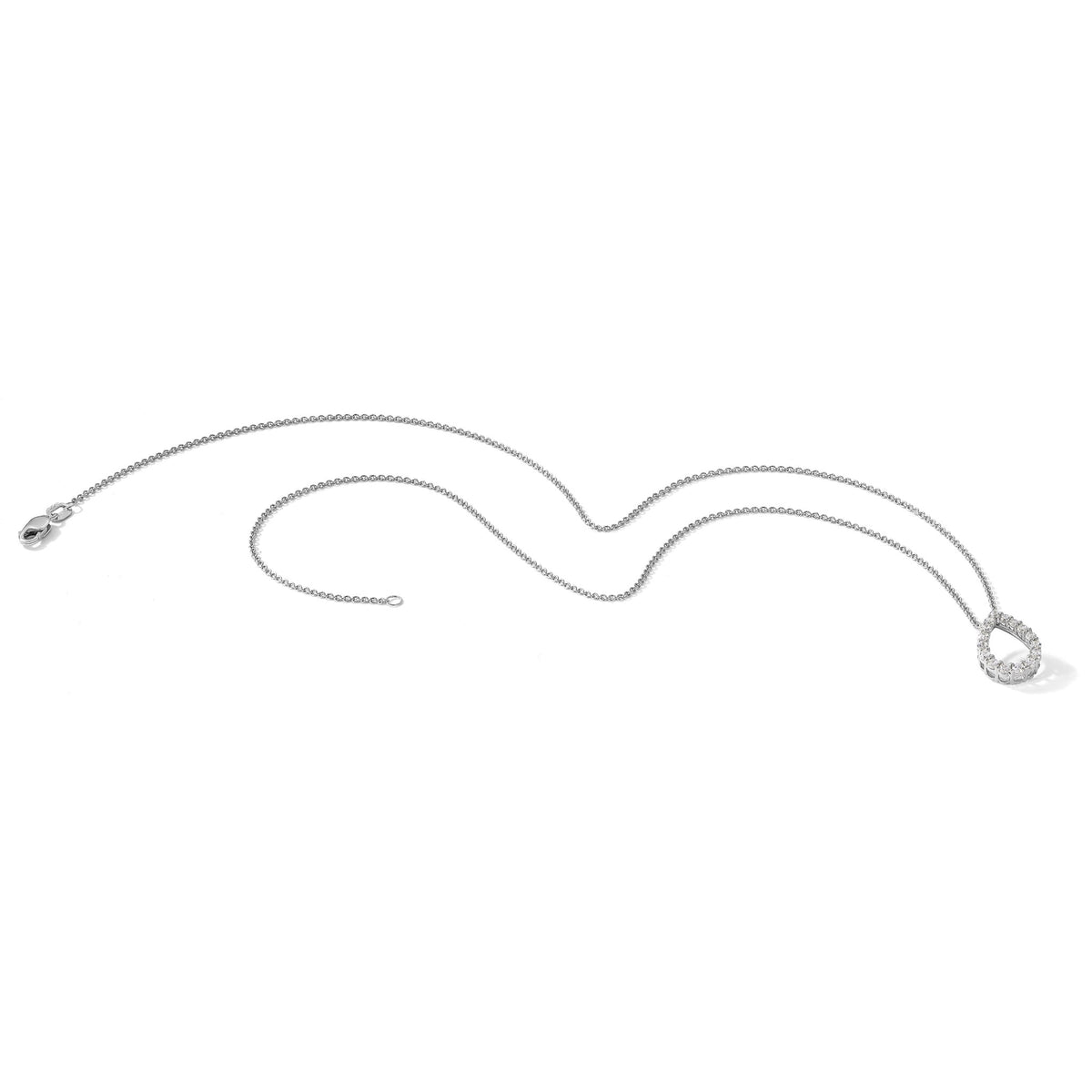 Lab-Grown Diamond Teardrop Necklace in 14K White Gold (1/3 ct. tw.), 18 Inch - Sophia Jewelers