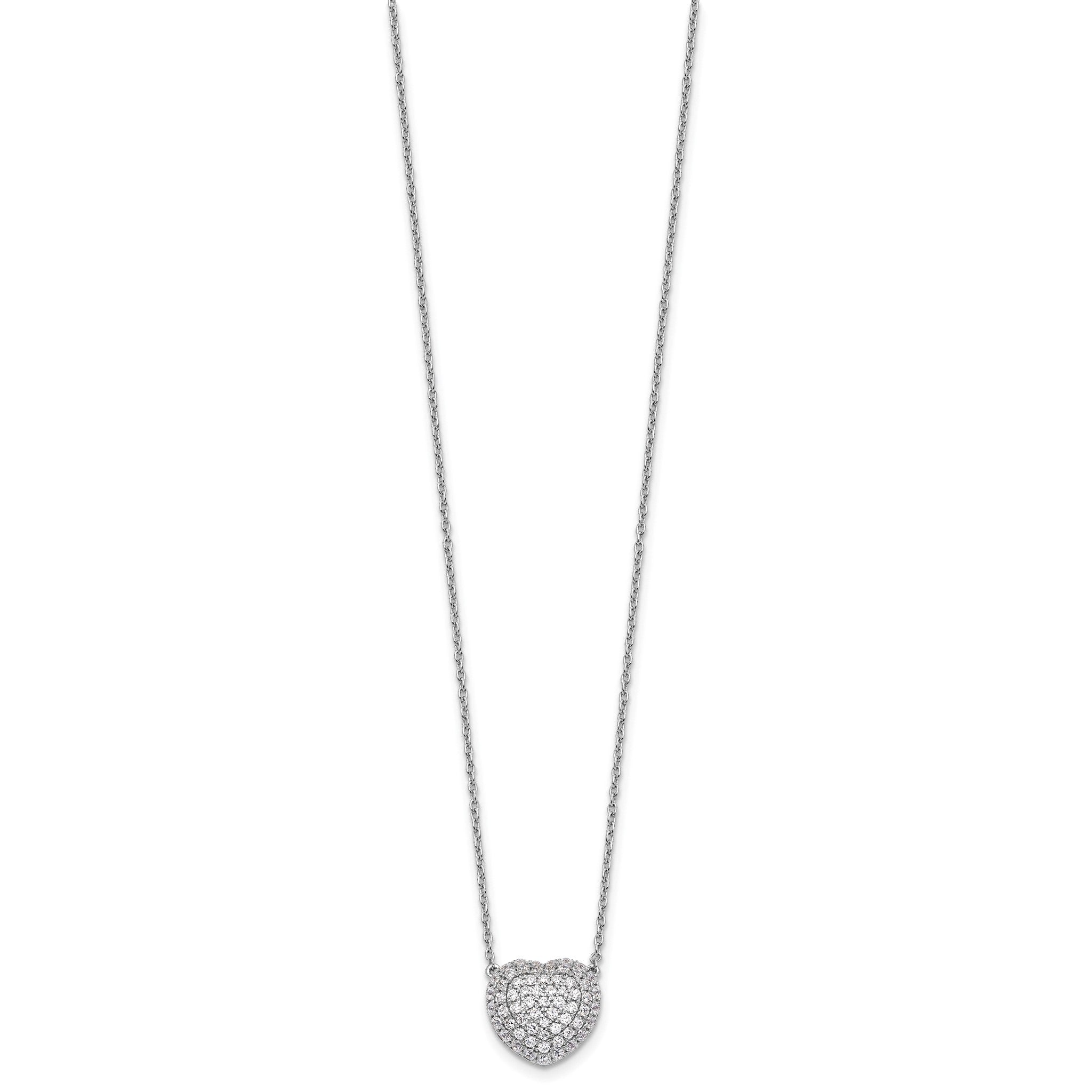 Lab-Grown Diamond Heart Necklace in 14K White Gold, 1.5mm (3/4 ct. tw.), 18 Inch Secondary image