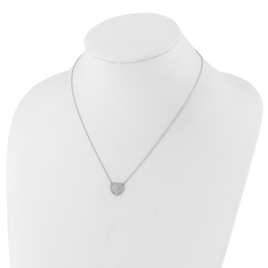 Lab-Grown Diamond Heart Necklace in 14K White Gold, 1.5mm (3/4 ct. tw.), 18 Inch - Sophia Jewelers