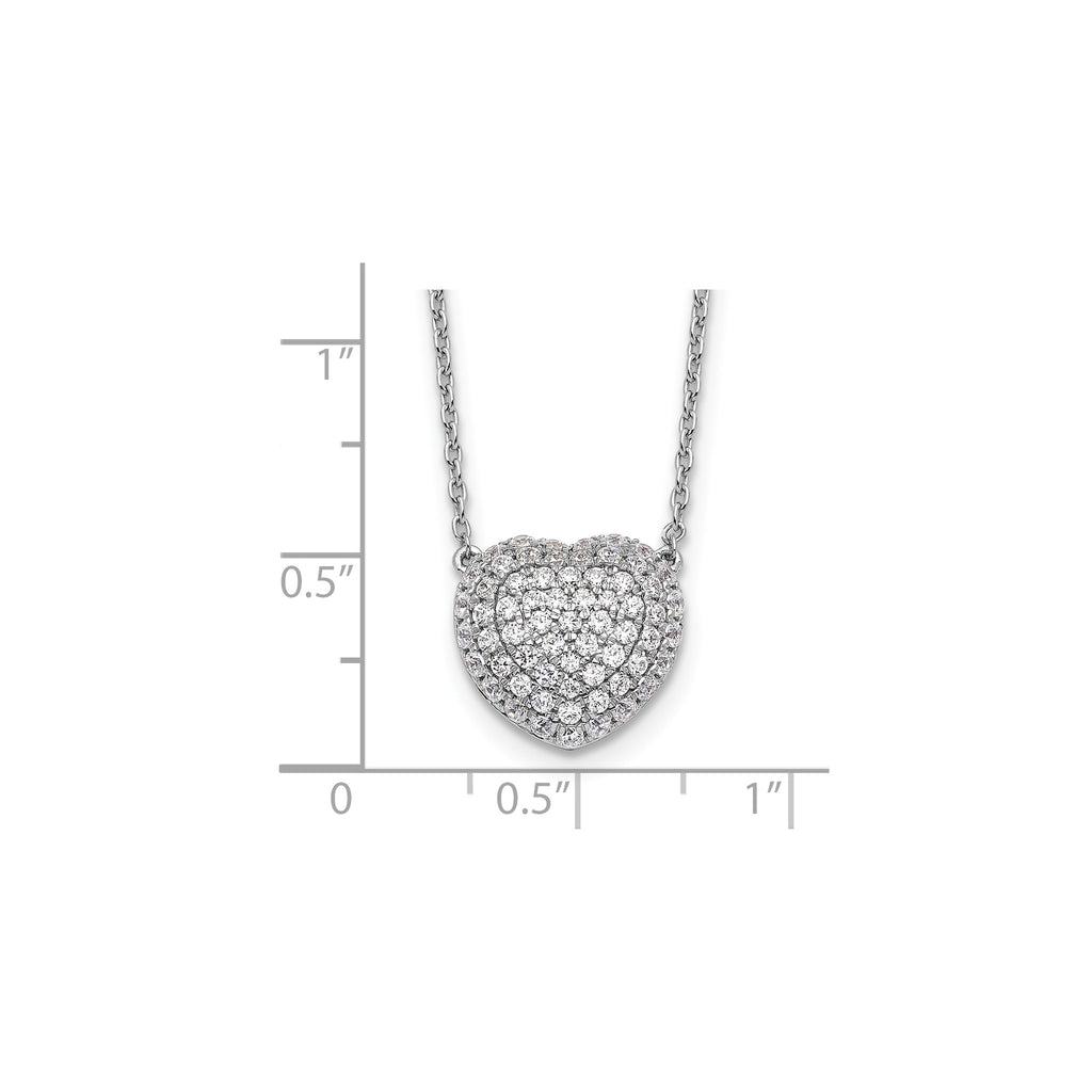 Lab-Grown Diamond Heart Necklace in 14K White Gold, 1.5mm (3/4 ct. tw.), 18 Inch - Sophia Jewelers