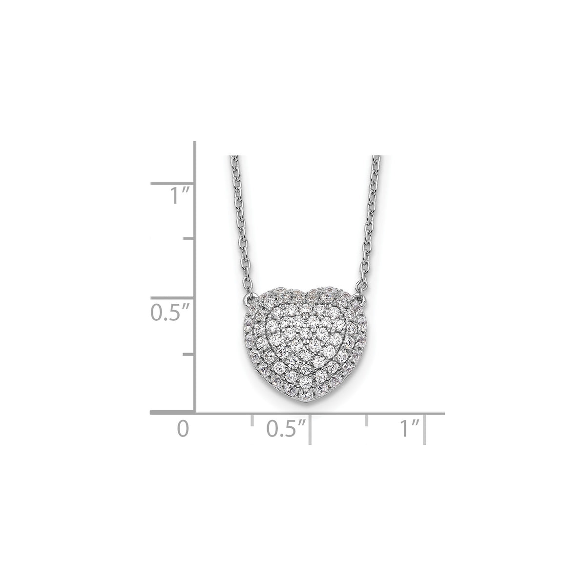 Lab-Grown Diamond Heart Necklace in 14K White Gold, 1.5mm (3/4 ct. tw.), 18 Inch - Sophia Jewelers