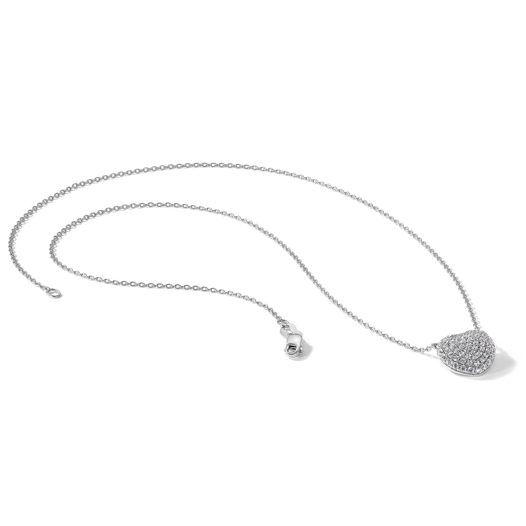 Lab-Grown Diamond Heart Necklace in 14K White Gold, 1.5mm (3/4 ct. tw.), 18 Inch - Sophia Jewelers