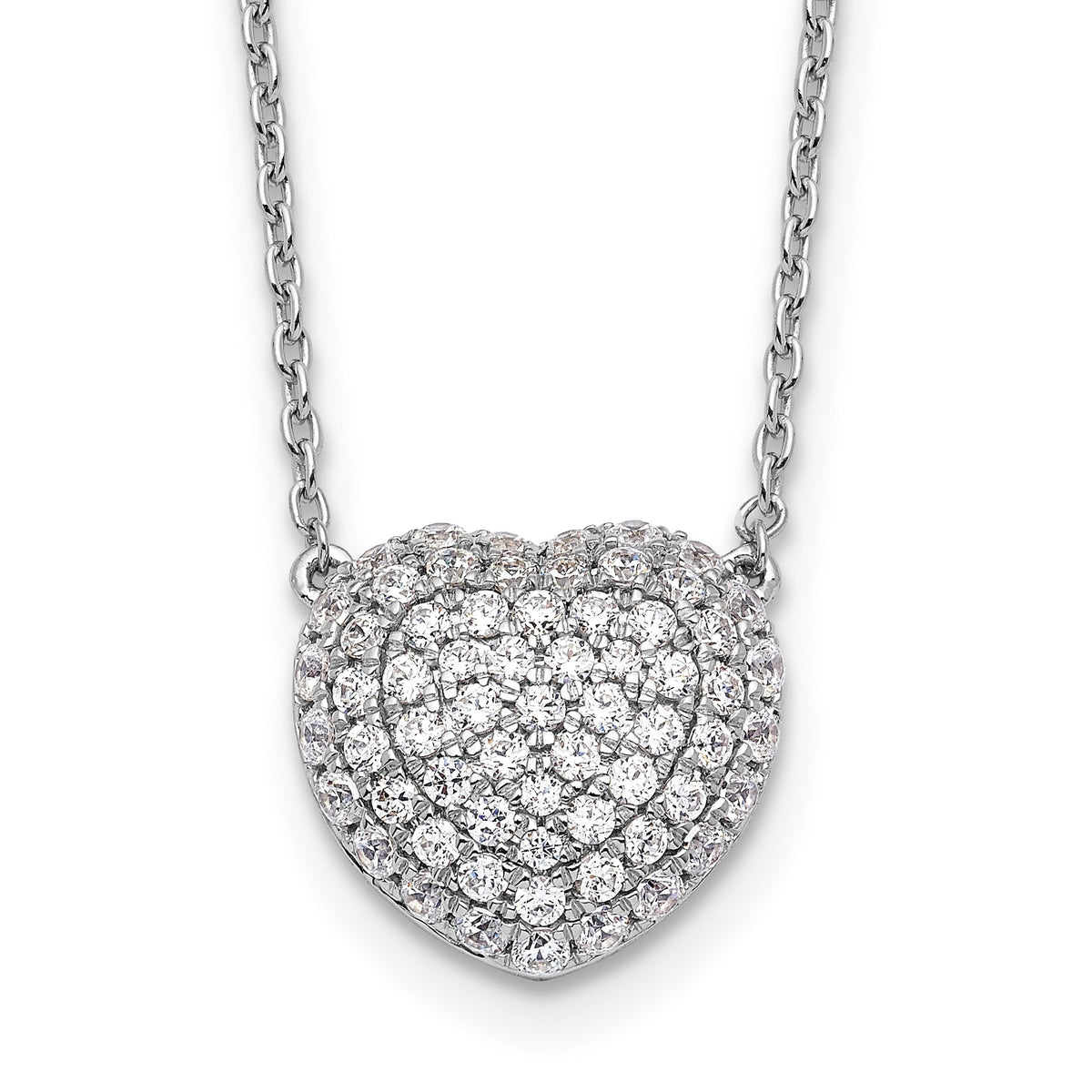 Lab-Grown Diamond Heart Necklace in 14K White Gold, 1.5mm (3/4 ct. tw.), 18 Inch - Sophia Jewelers Main image