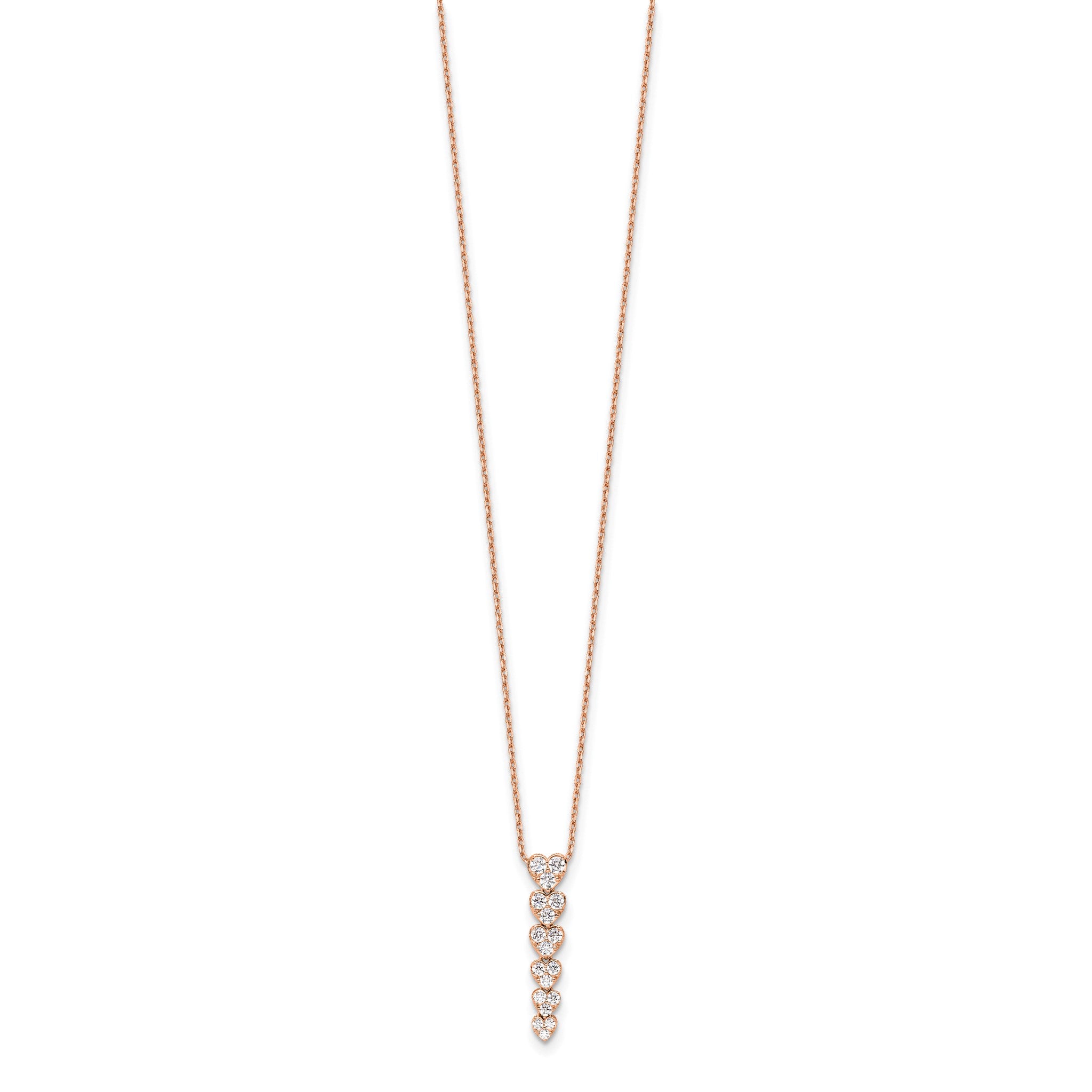 Lab-Grown Diamond Hearts Necklace in 14K Rose Gold, 2.8mm (1 ct. tw.), 18 Inch Secondary image