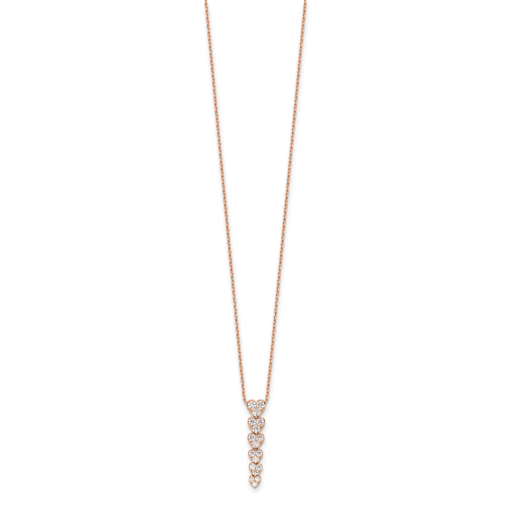 Lab-Grown Diamond Hearts Necklace in 14K Rose Gold, 2.8mm (1 ct. tw.), 18 Inch - Sophia Jewelers