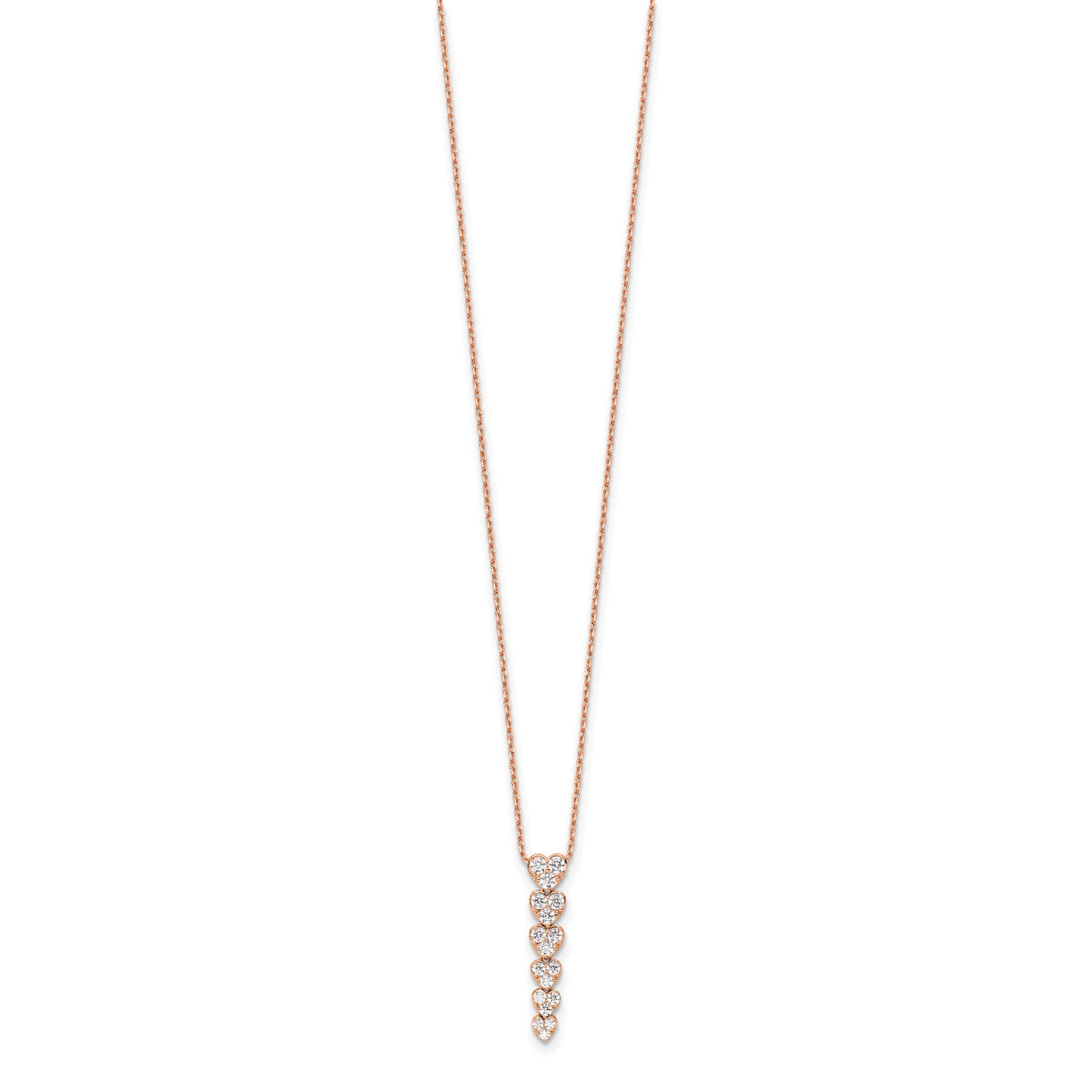 Lab-Grown Diamond Hearts Necklace in 14K Rose Gold, 2.8mm (1 ct. tw.), 18 Inch - Sophia Jewelers