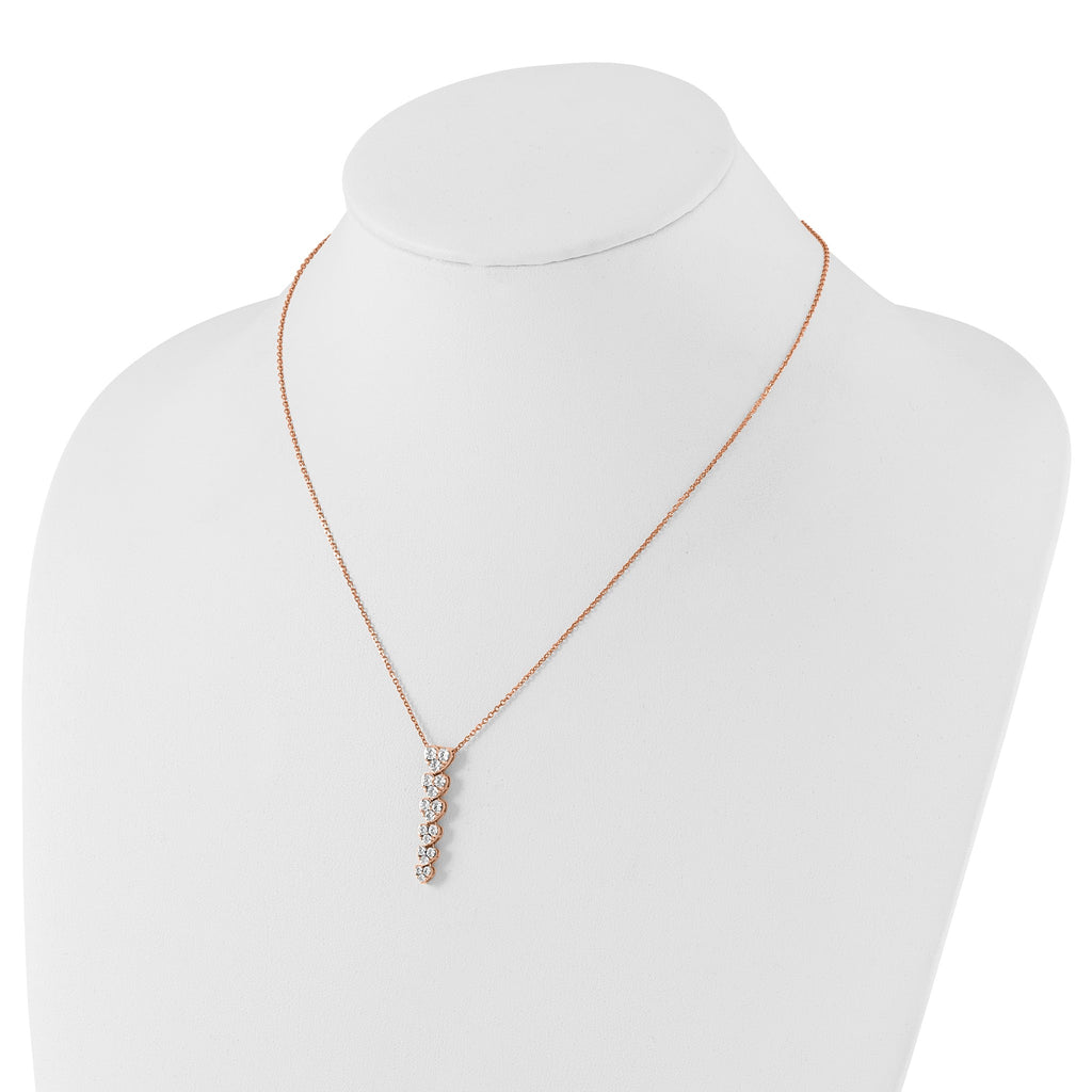 Lab-Grown Diamond Hearts Necklace in 14K Rose Gold, 2.8mm (1 ct. tw.), 18 Inch - Sophia Jewelers