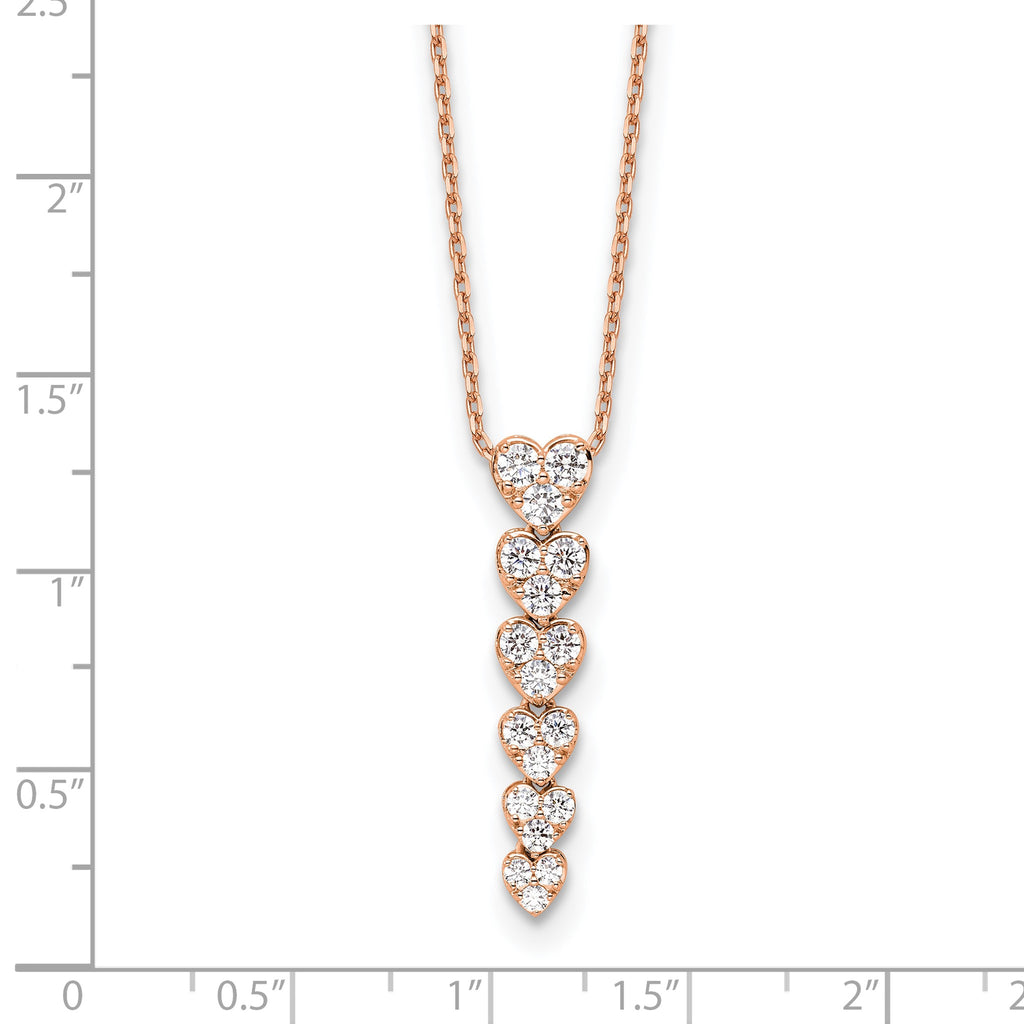 Lab-Grown Diamond Hearts Necklace in 14K Rose Gold, 2.8mm (1 ct. tw.), 18 Inch - Sophia Jewelers