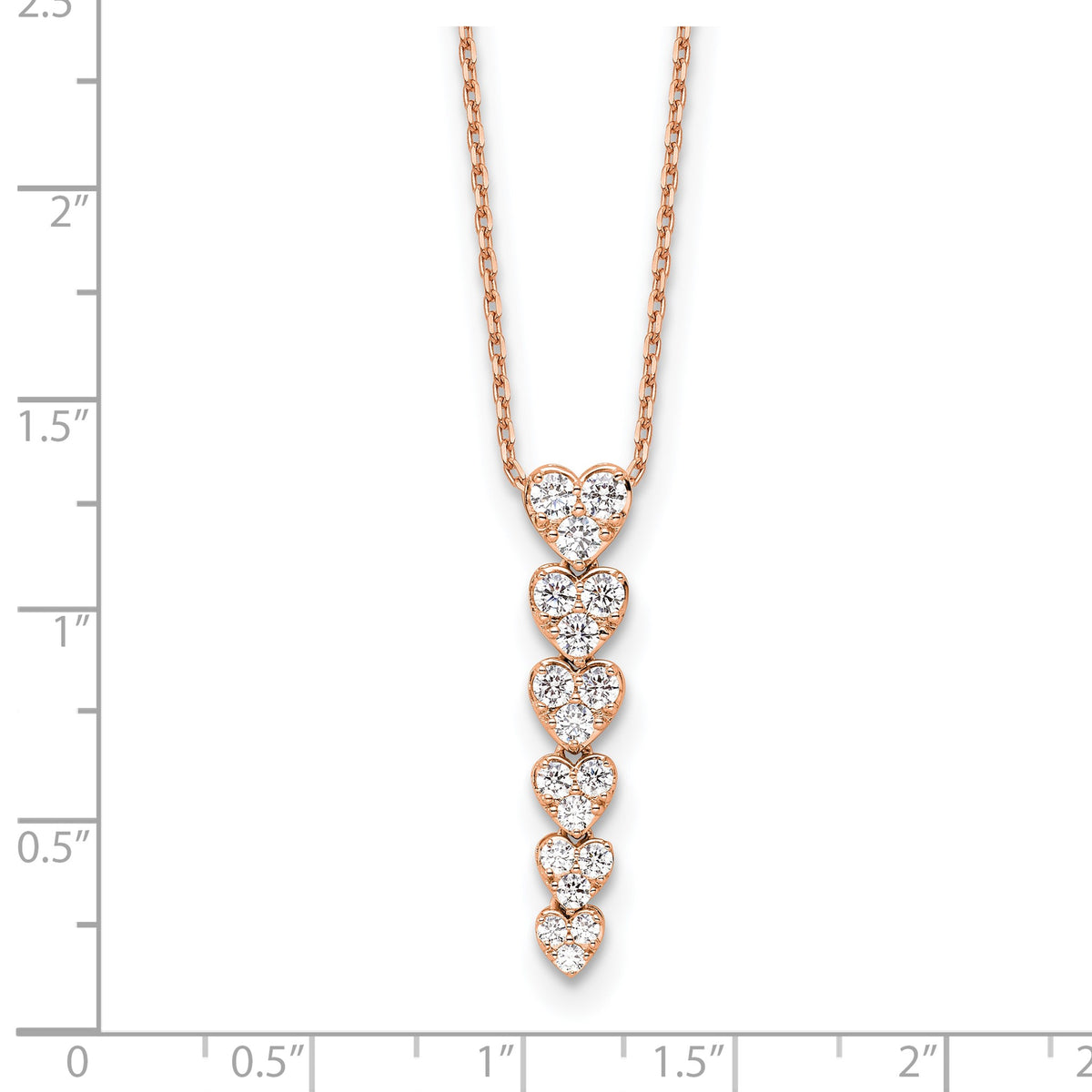 Lab-Grown Diamond Hearts Necklace in 14K Rose Gold, 2.8mm (1 ct. tw.), 18 Inch - Sophia Jewelers