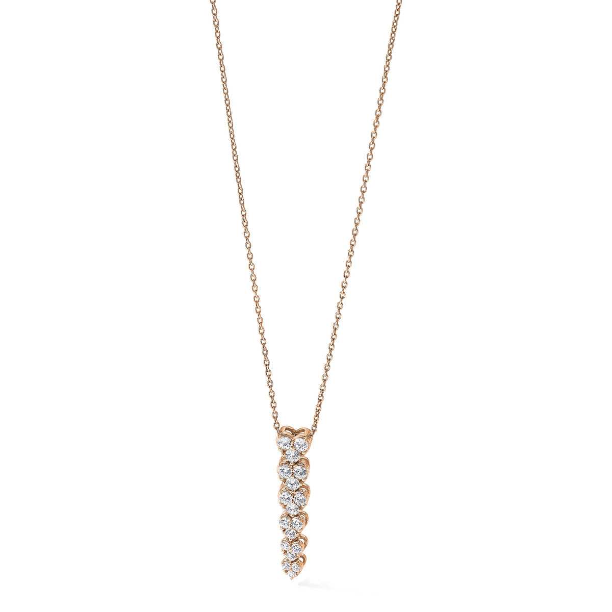 Lab-Grown Diamond Hearts Necklace in 14K Rose Gold, 2.8mm (1 ct. tw.), 18 Inch - Sophia Jewelers