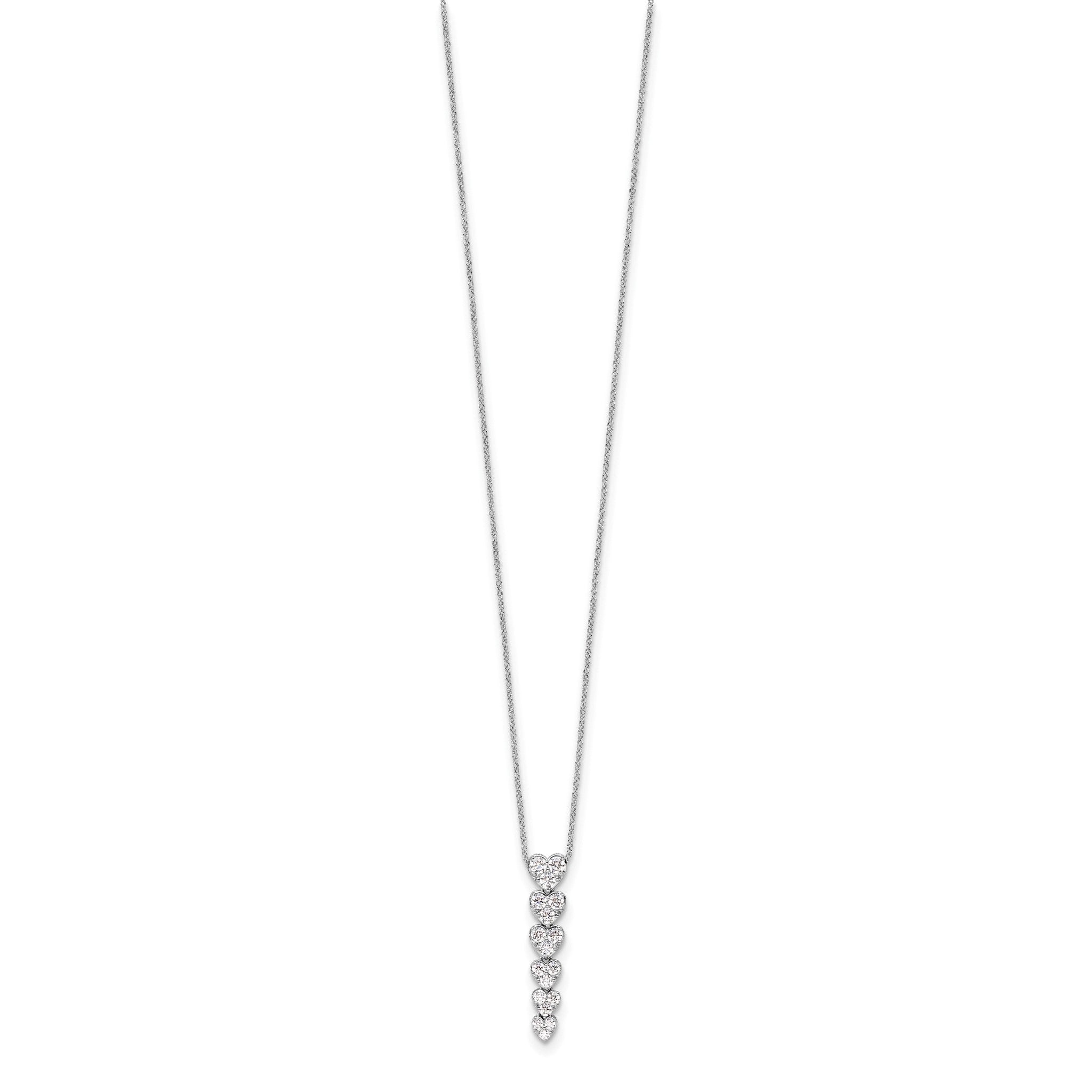 Lab-Grown Diamond Hearts Necklace in 14K White Gold, 2.8mm (1 ct. tw.), 18 Inch Secondary image
