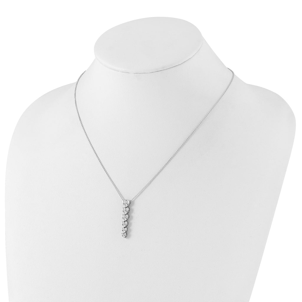 Lab-Grown Diamond Hearts Necklace in 14K White Gold, 2.8mm (1 ct. tw.), 18 Inch - Sophia Jewelers