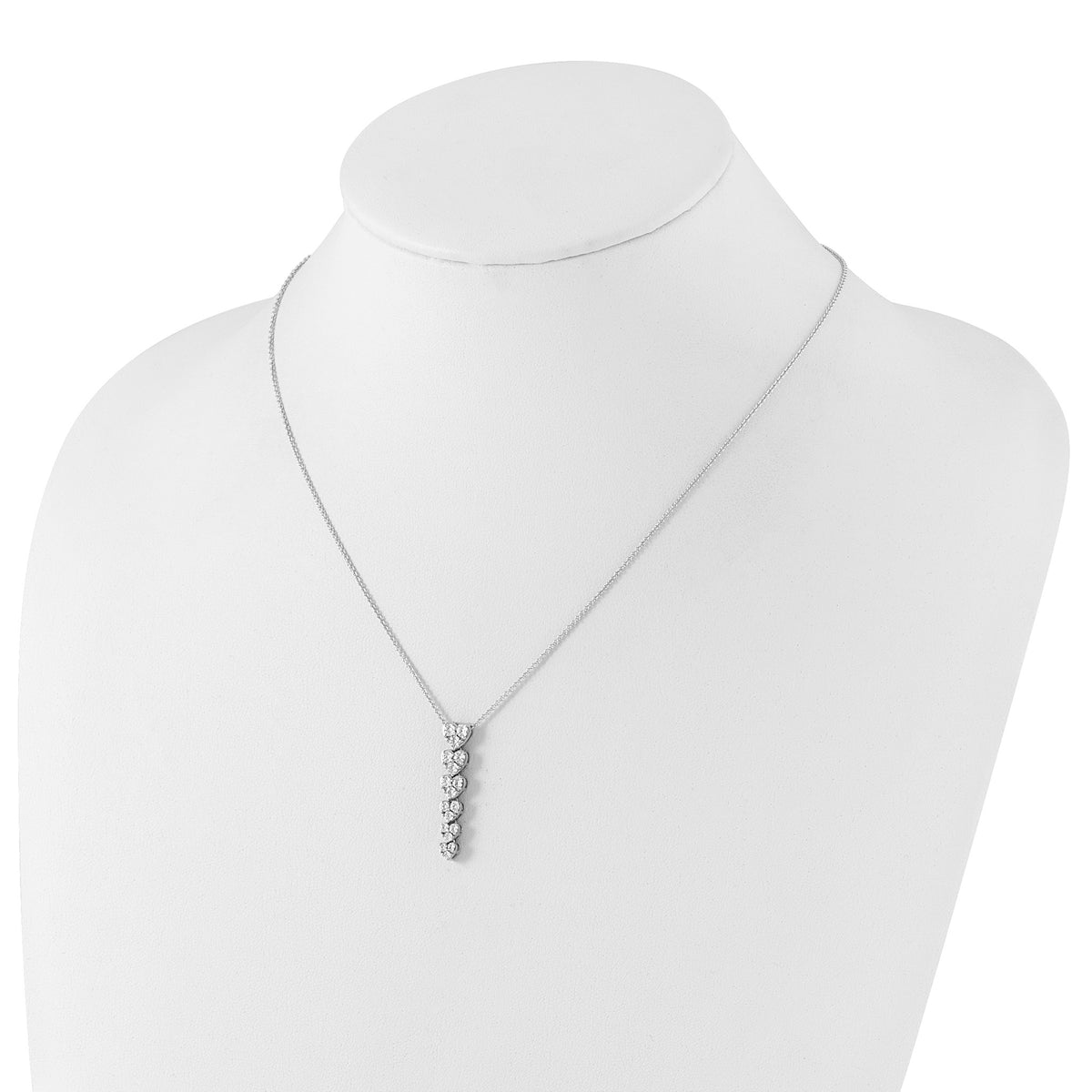 Lab-Grown Diamond Hearts Necklace in 14K White Gold, 2.8mm (1 ct. tw.), 18 Inch - Sophia Jewelers