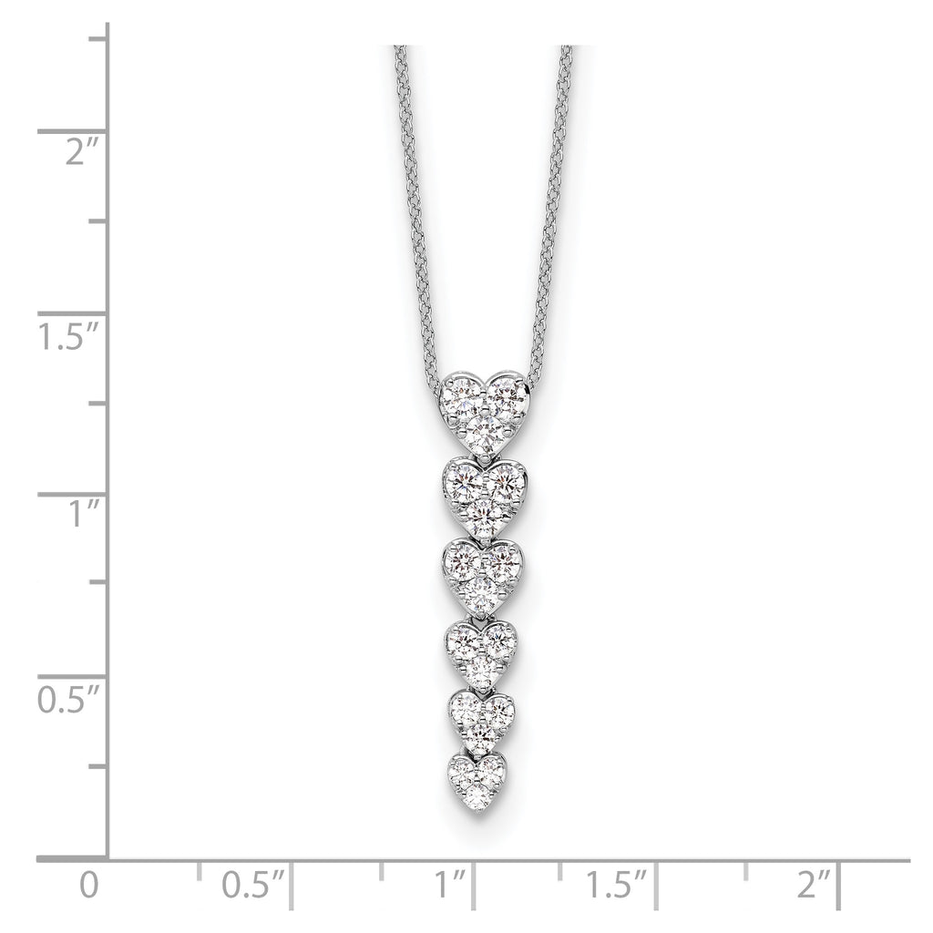 Lab-Grown Diamond Hearts Necklace in 14K White Gold, 2.8mm (1 ct. tw.), 18 Inch - Sophia Jewelers
