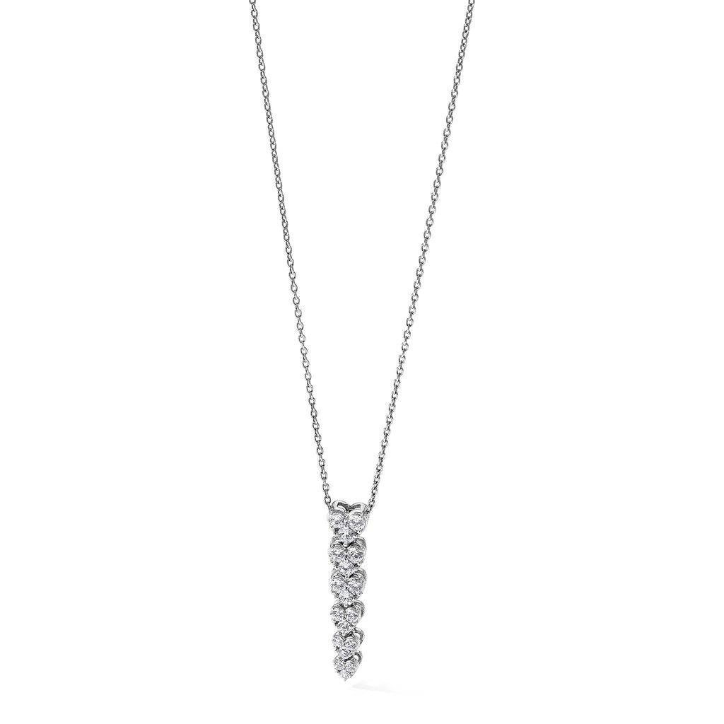 Lab-Grown Diamond Hearts Necklace in 14K White Gold, 2.8mm (1 ct. tw.), 18 Inch - Sophia Jewelers