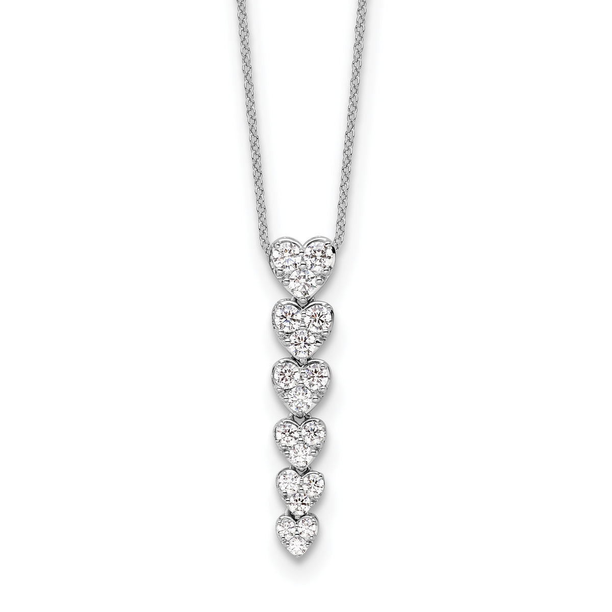 Lab-Grown Diamond Hearts Necklace in 14K White Gold, 2.8mm (1 ct. tw.), 18 Inch - Sophia Jewelers Main image
