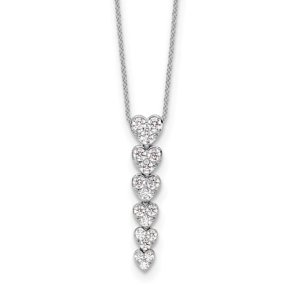 Lab-Grown Diamond Hearts Necklace in 14K White Gold, 2.8mm (1 ct. tw.), 18 Inch - Sophia Jewelers