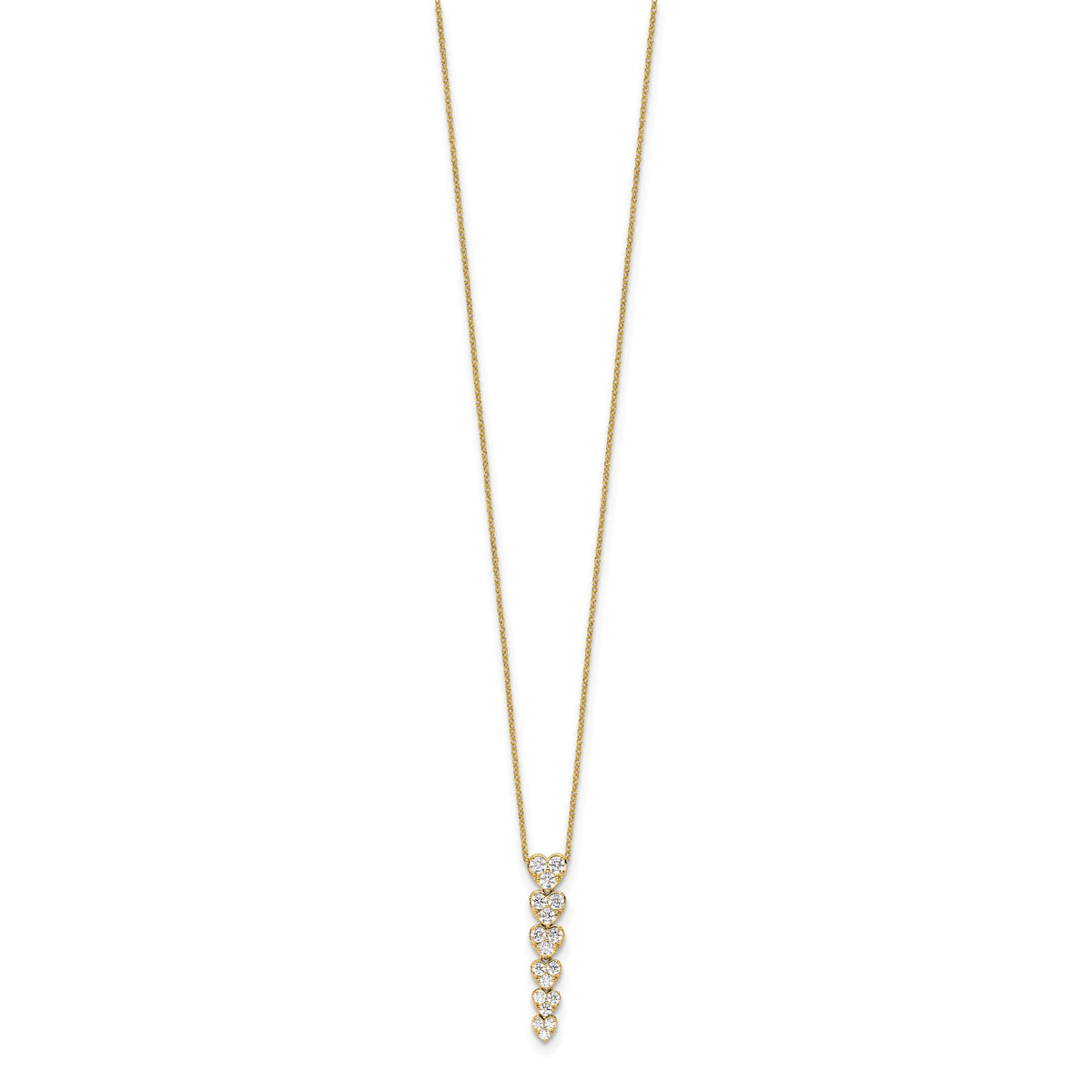 Lab-Grown Diamond Hearts Necklace in 14K Yellow Gold, 2.8mm (1 ct. tw.), 18 Inch - Sophia Jewelers