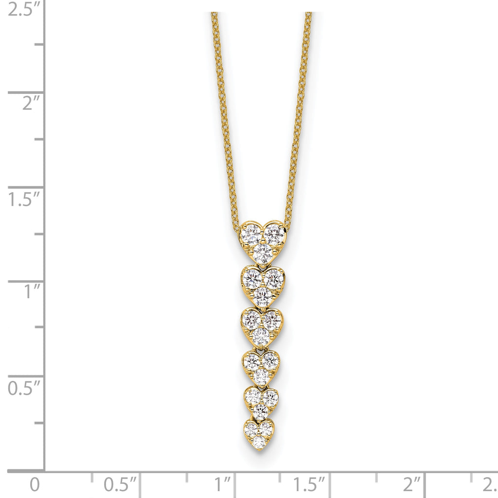 Lab-Grown Diamond Hearts Necklace in 14K Yellow Gold, 2.8mm (1 ct. tw.), 18 Inch - Sophia Jewelers