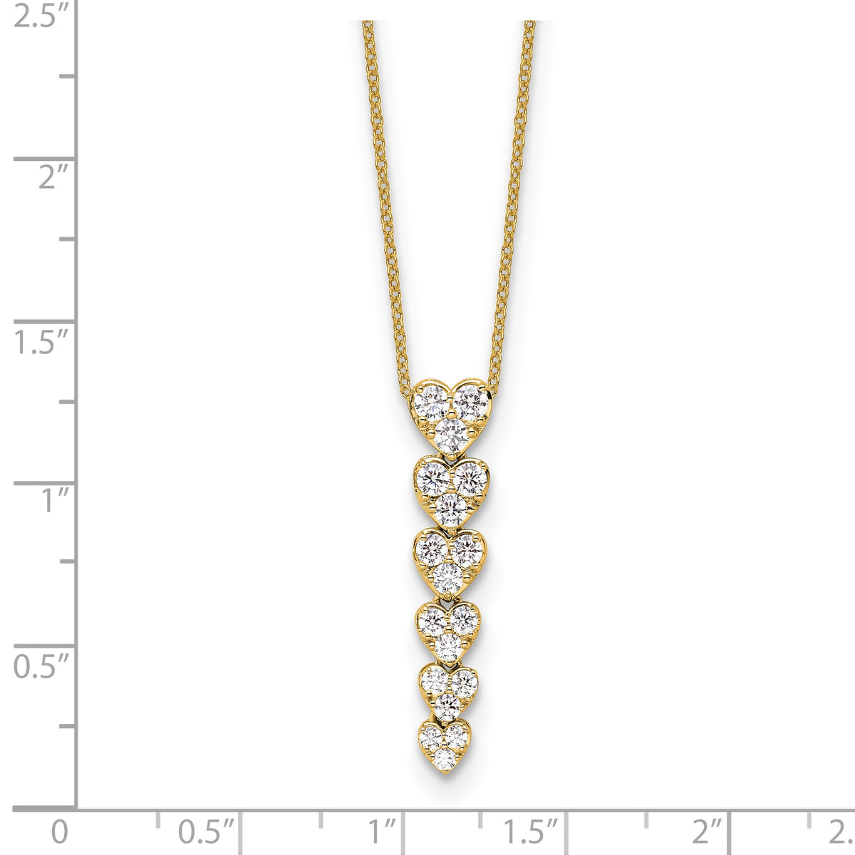 Lab-Grown Diamond Hearts Necklace in 14K Yellow Gold, 2.8mm (1 ct. tw.), 18 Inch - Sophia Jewelers