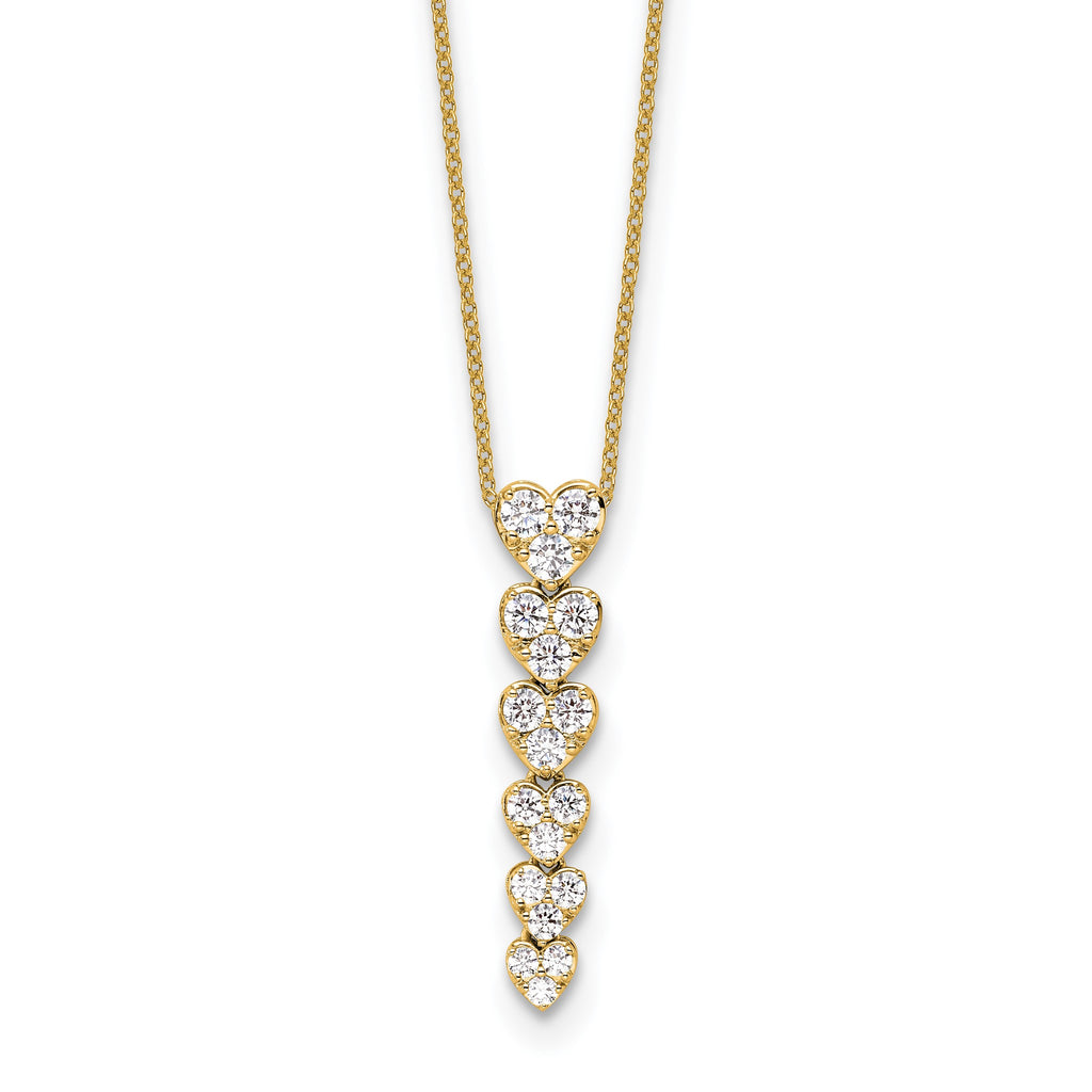 Lab-Grown Diamond Hearts Necklace in 14K Yellow Gold, 2.8mm (1 ct. tw.), 18 Inch - Sophia Jewelers