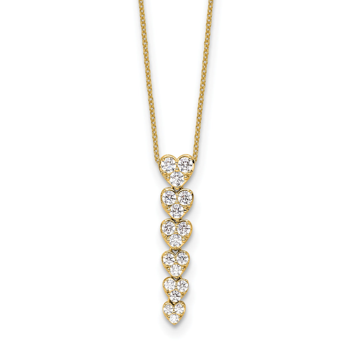 Lab-Grown Diamond Hearts Necklace in 14K Yellow Gold, 2.8mm (1 ct. tw.), 18 Inch - Sophia Jewelers