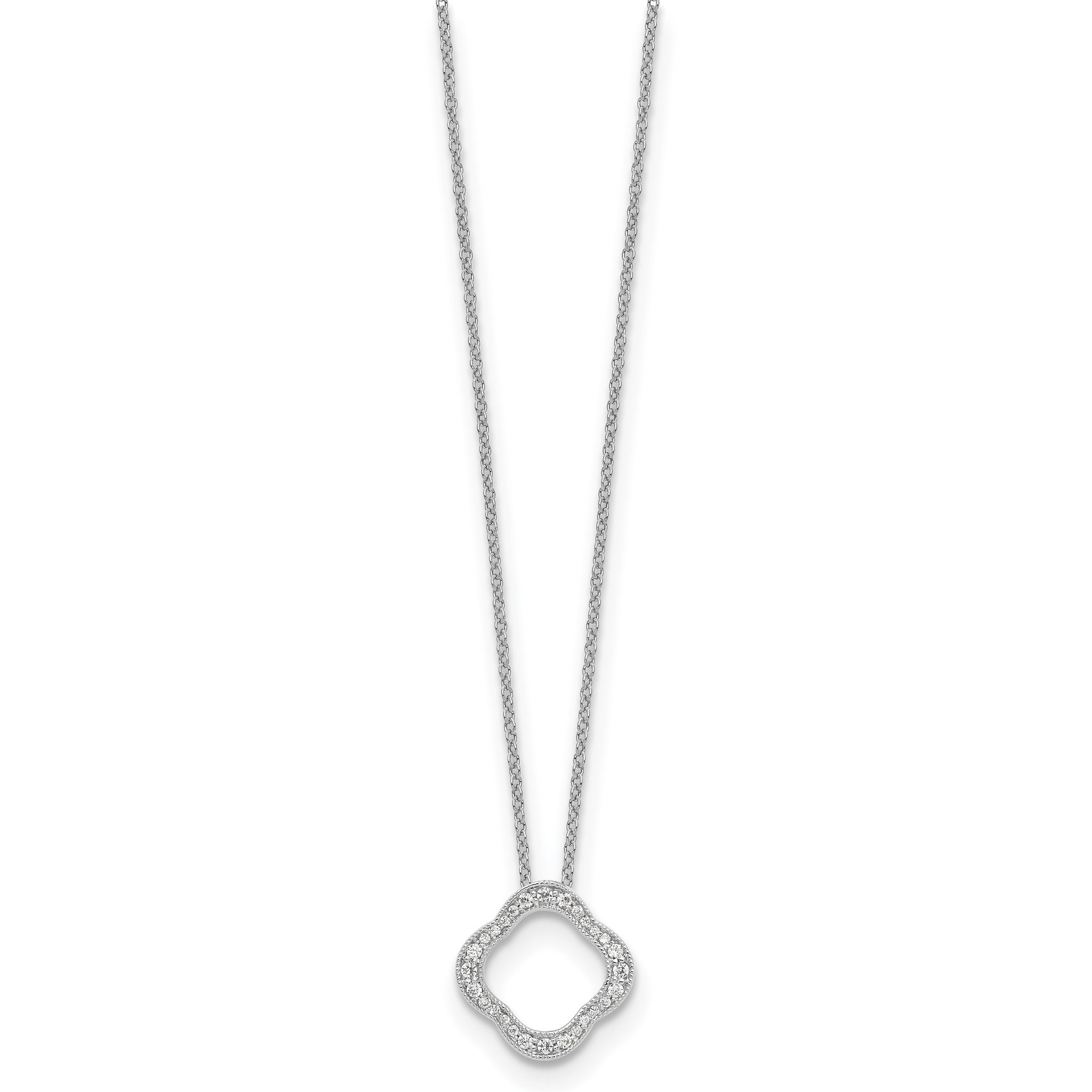 Lab-Grown Diamond Floral Necklace in 14K White Gold (1/6 ct. tw.), 18 Inch Secondary image