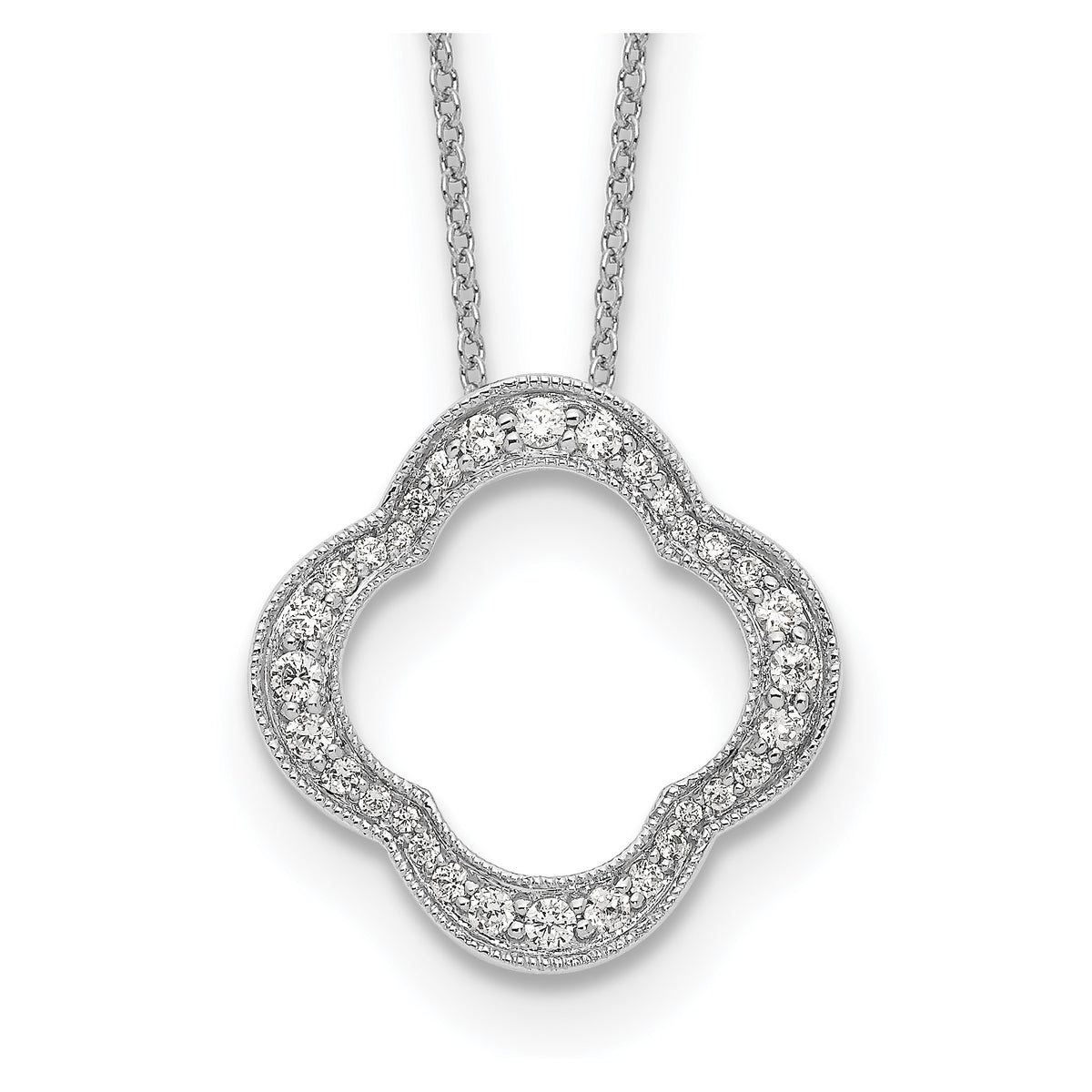Lab-Grown Diamond Floral Necklace in 14K White Gold (3/8 ct. tw.), 18 Inch - Sophia Jewelers Main image