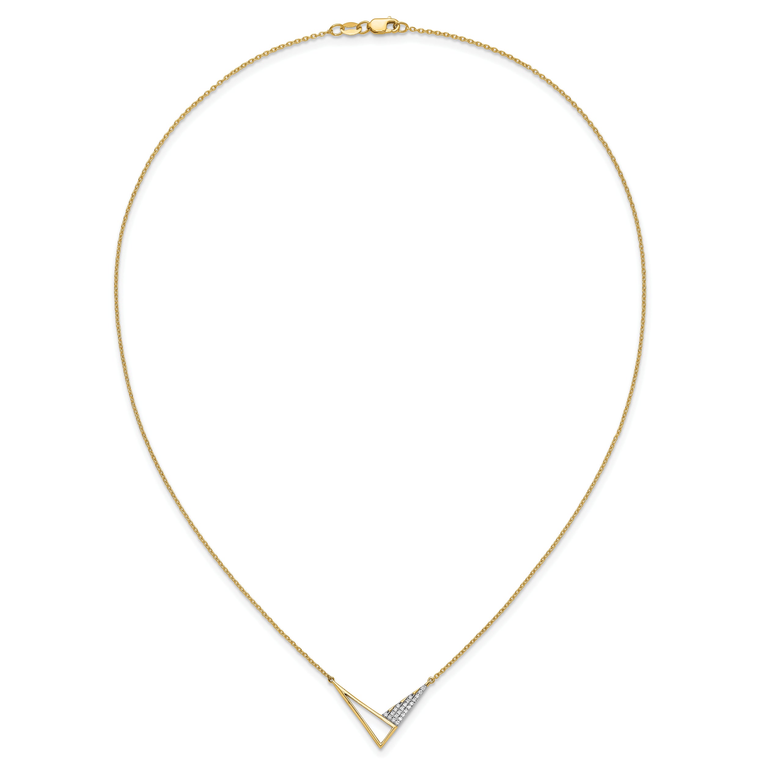 14K Polished 1/10 carat Diamond Geometric Triangles 18 inch Fashion Necklace