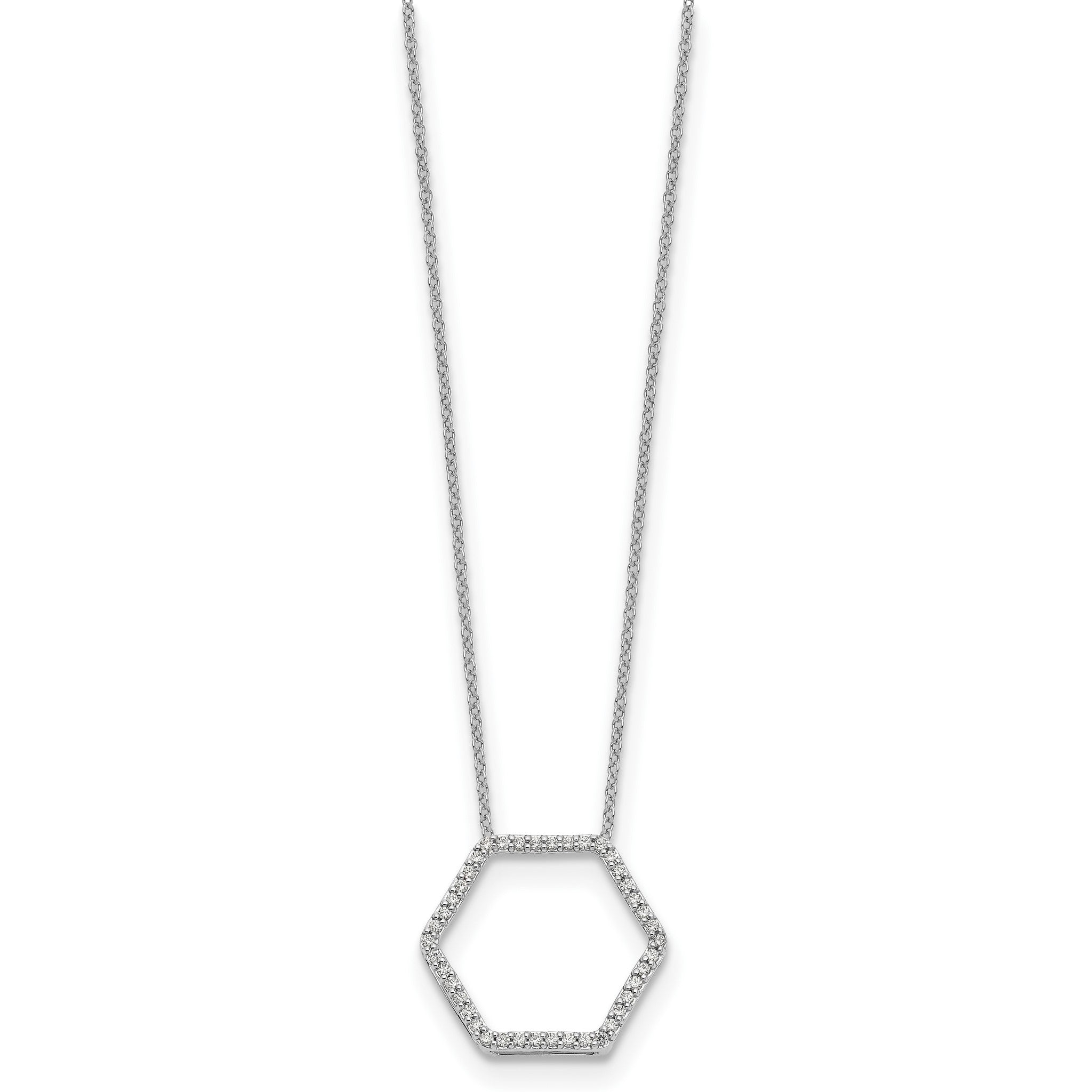 Lab-Grown Diamond Hexagon Necklace in 14K White Gold (1/4 ct. tw.), 18 Inch Secondary image