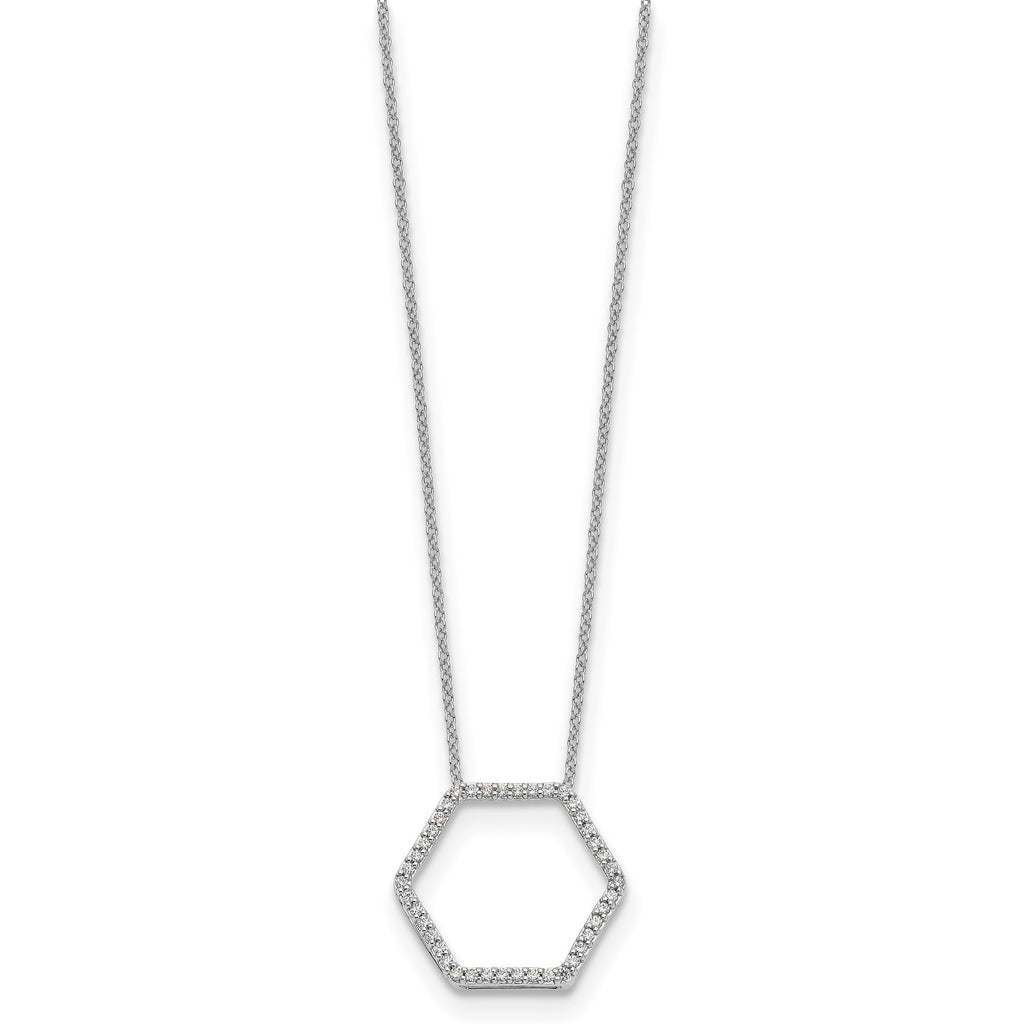 Lab-Grown Diamond Hexagon Necklace in 14K White Gold (1/4 ct. tw.), 18 Inch - Sophia Jewelers