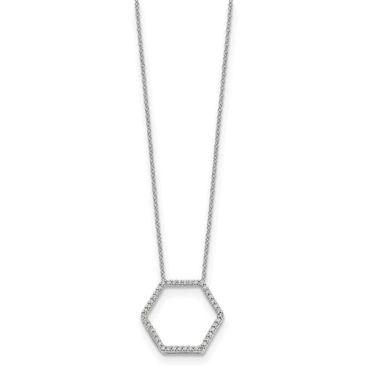 Lab-Grown Diamond Hexagon Necklace in 14K White Gold (1/4 ct. tw.), 18 Inch - Sophia Jewelers