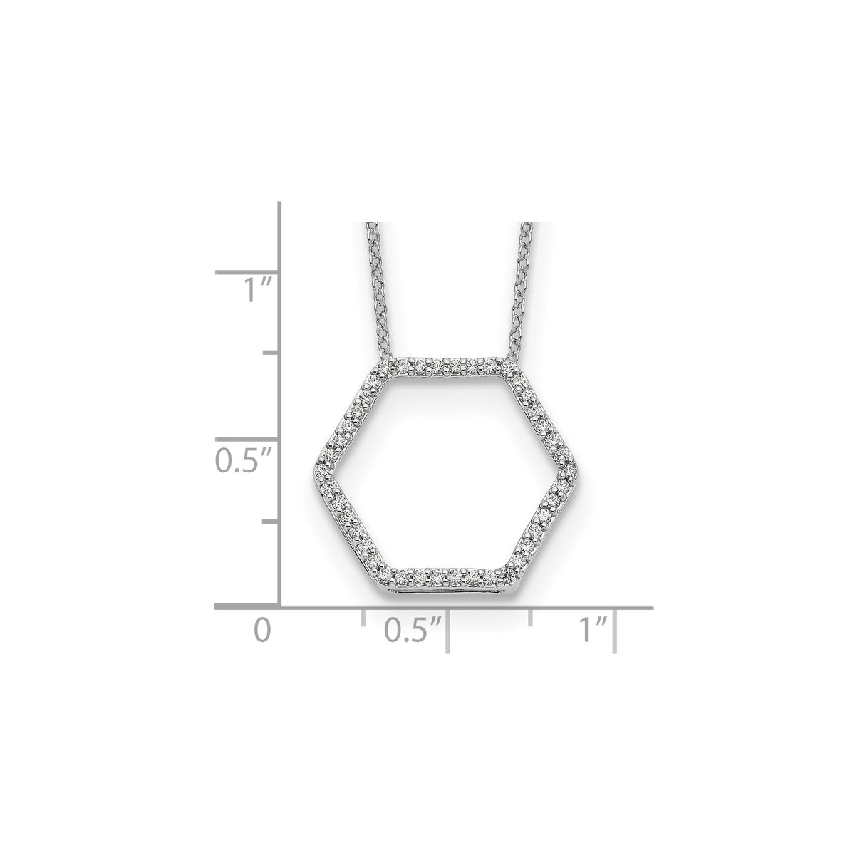 Lab-Grown Diamond Hexagon Necklace in 14K White Gold (1/4 ct. tw.), 18 Inch - Sophia Jewelers