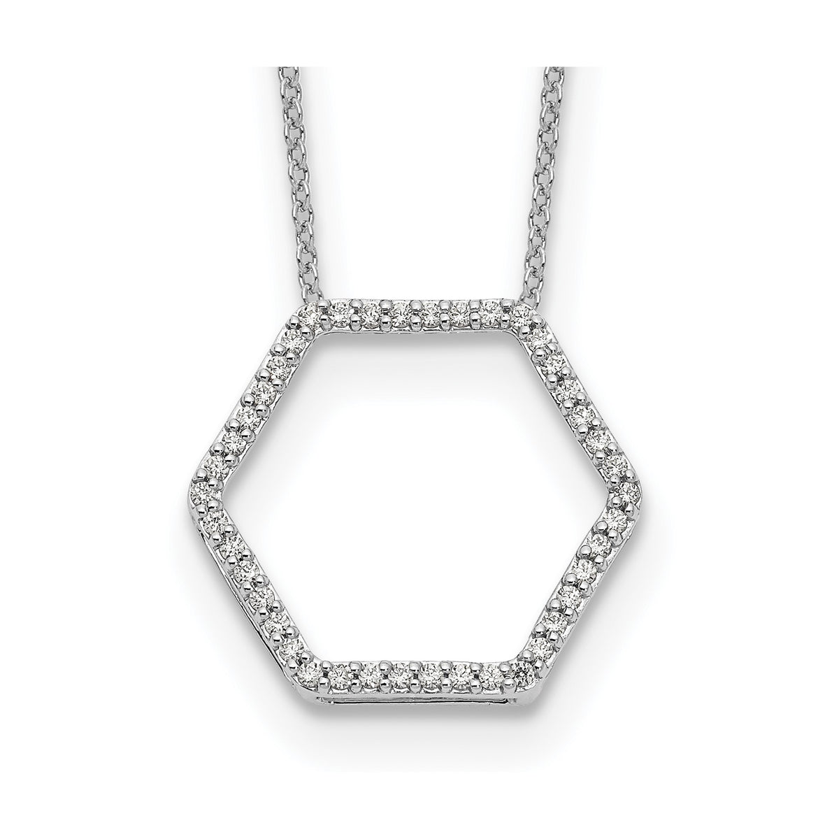 Lab-Grown Diamond Hexagon Necklace in 14K White Gold (1/4 ct. tw.), 18 Inch - Sophia Jewelers Main image