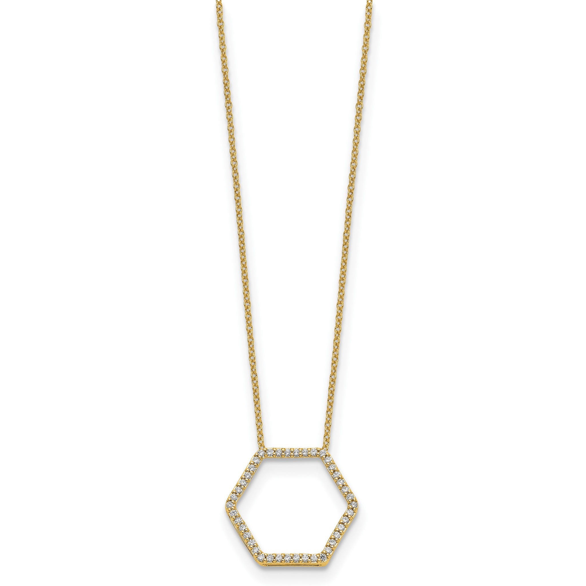 Lab-Grown Diamond Hexagon Necklace in 14K Yellow Gold (1/4 ct. tw.), 18 Inch Secondary image
