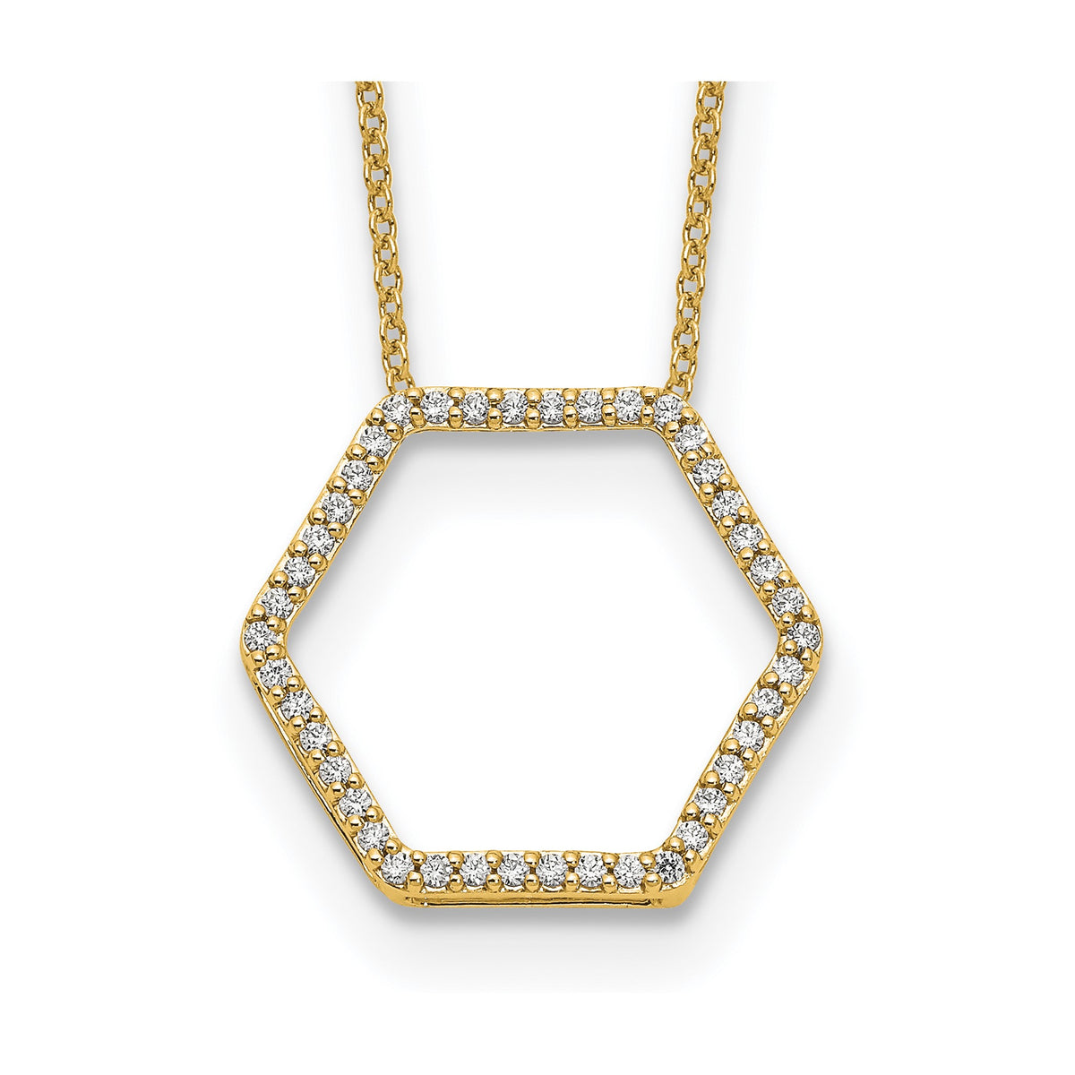 Lab-Grown Diamond Hexagon Necklace in 14K Yellow Gold (1/4 ct. tw.), 18 Inch - Sophia Jewelers Main image