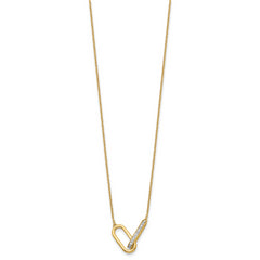 14K Polished 1/15 carat Diamond Interlocked Paperclip Links 18 inch Necklace