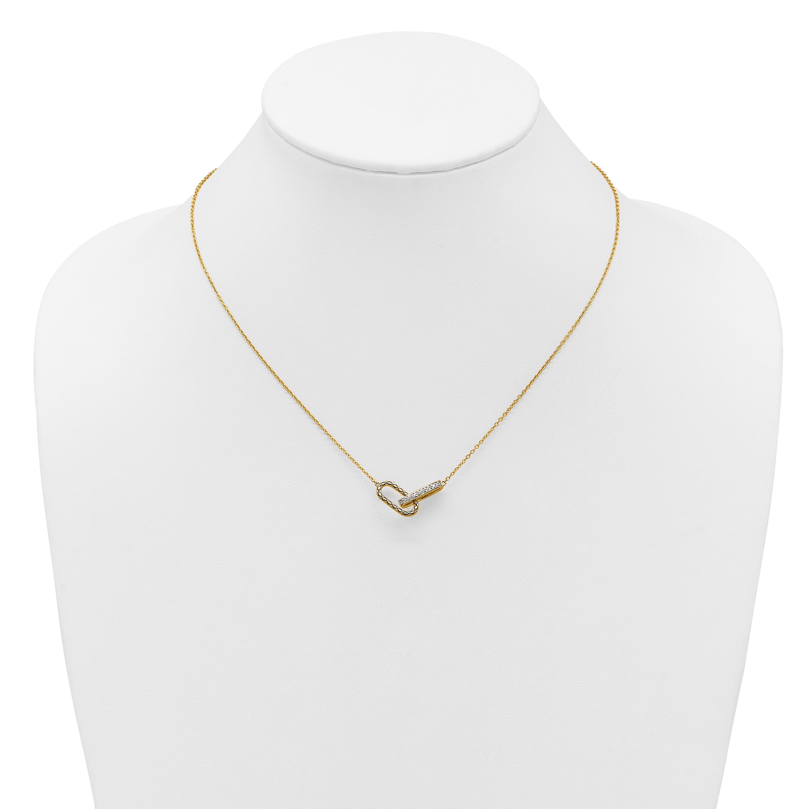 14K Polished 1/15 carat Diamond Interlocked Paperclip Links 18 inch Necklace