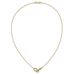 14K Polished 1/15 carat Diamond Interlocked Paperclip Links 18 inch Necklace