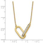 14K Polished 1/15 carat Diamond Interlocked Paperclip Links 18 inch Necklace