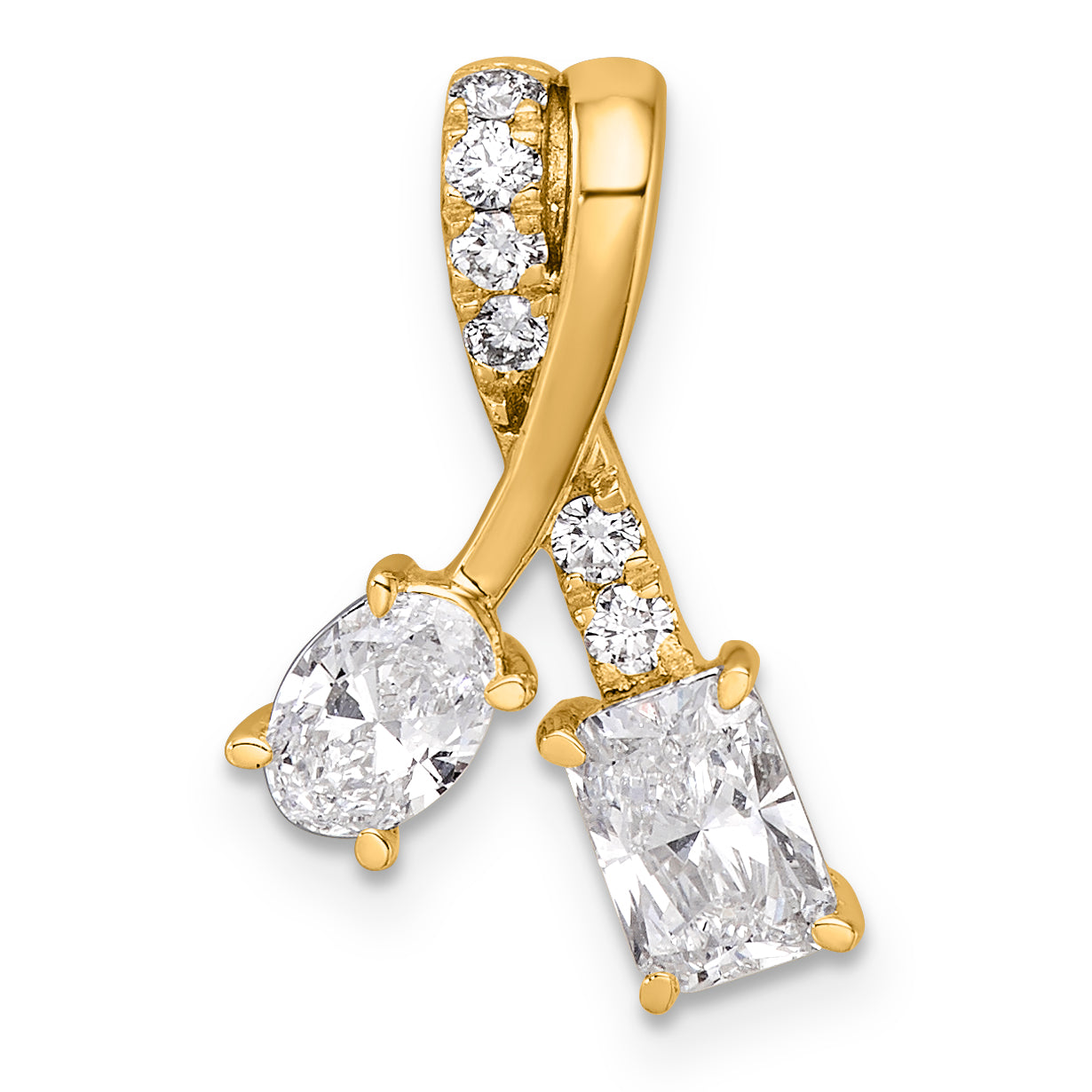 14k 7/8 carat Lab Grown Diamond VS/SI+ G+ Oval and Radiant Complete 18 inch Two Stone Pendant Necklace Main image