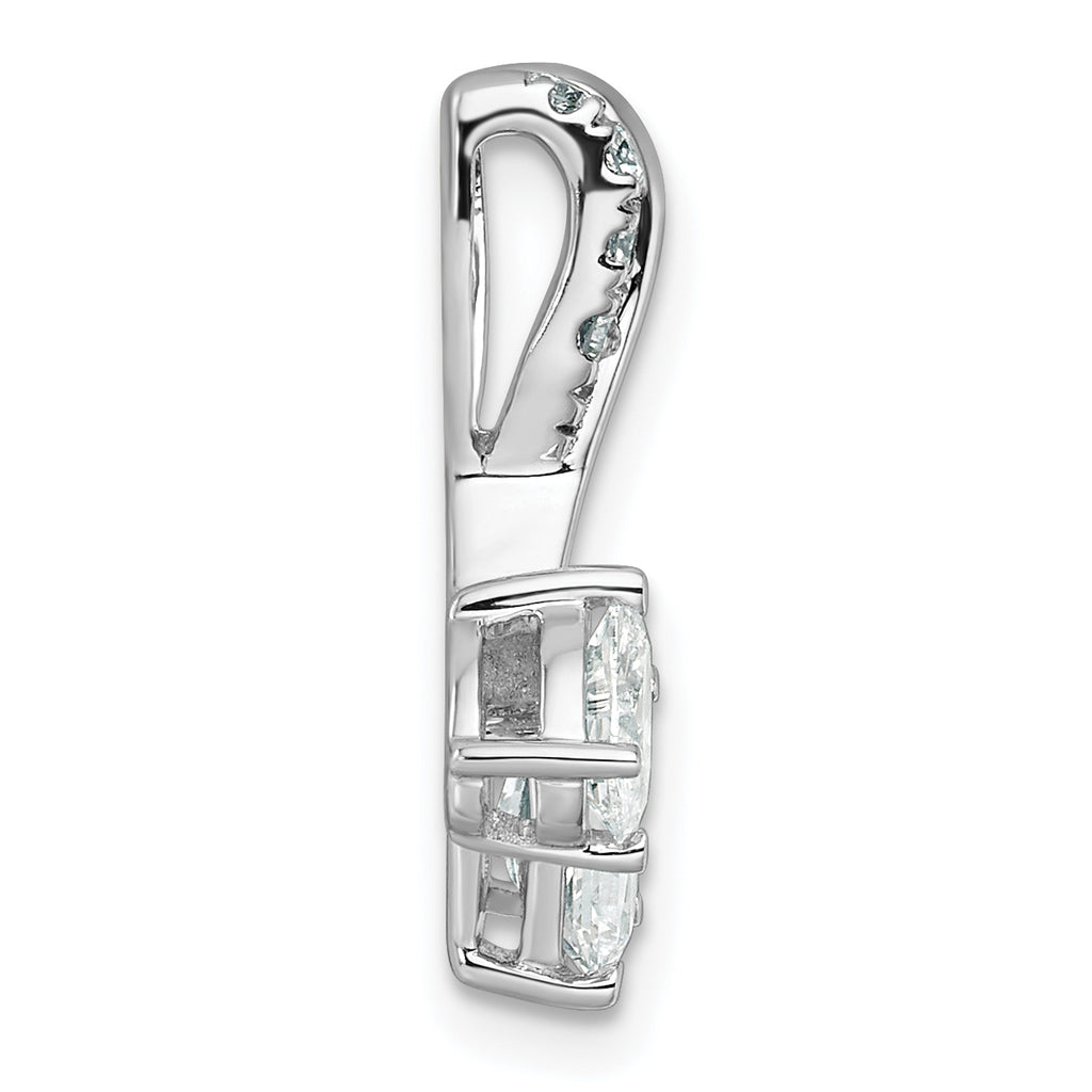 14k White Gold 7/8 carat Lab Grown Diamond VS/SI+ G+ Oval and Radiant Complete 18 inch Two Stone Pendant Necklace