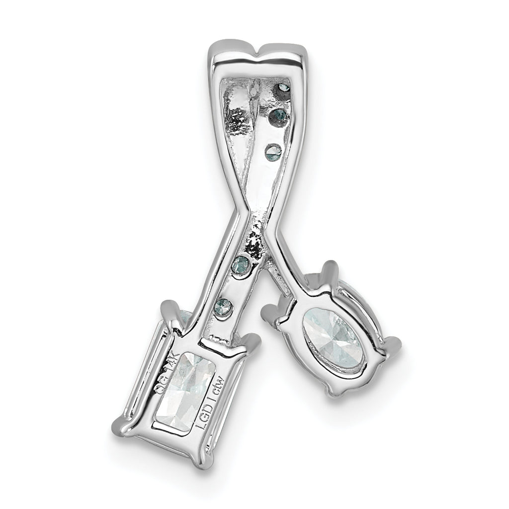 14k White Gold 7/8 carat Lab Grown Diamond VS/SI+ G+ Oval and Radiant Complete 18 inch Two Stone Pendant Necklace