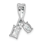 14k White Gold 7/8 carat Lab Grown Diamond VS/SI+ G+ Oval and Radiant Complete 18 inch Two Stone Pendant Necklace